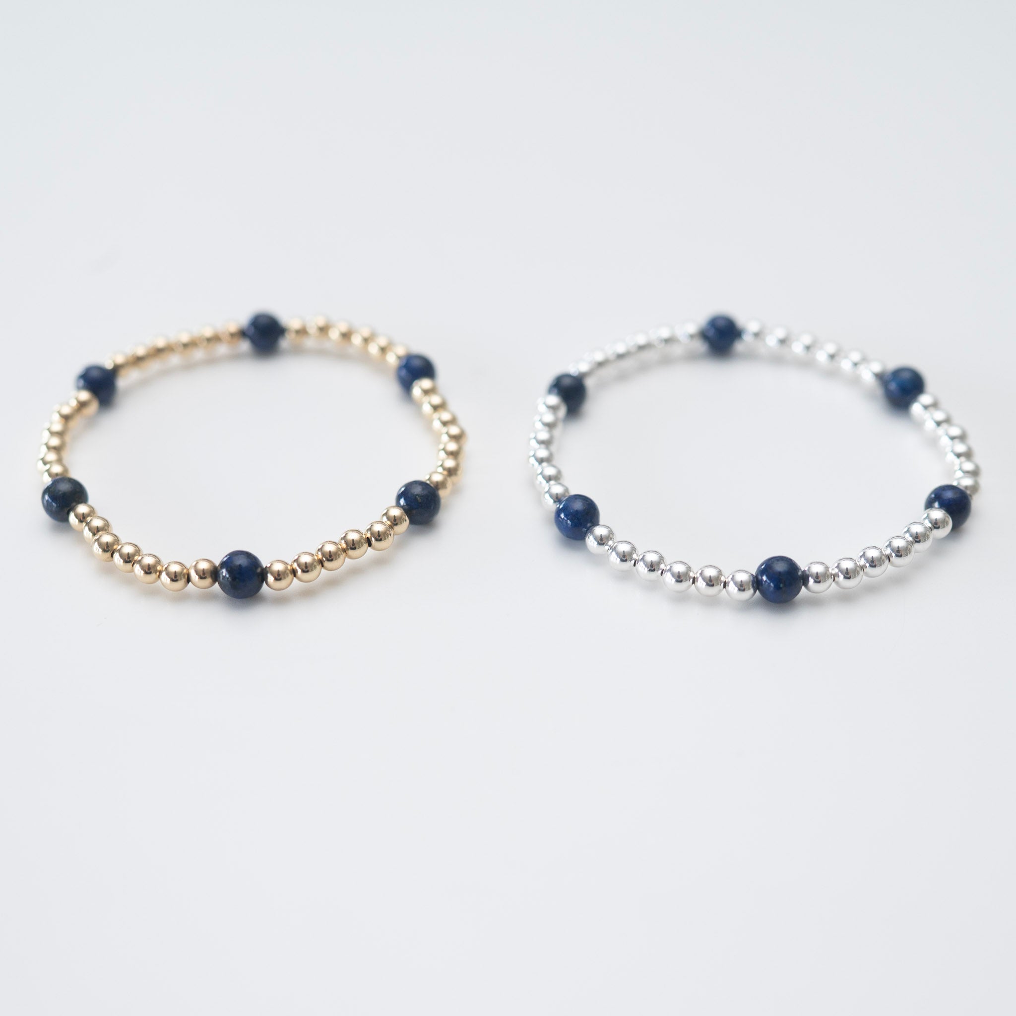 4mm Beaded Lux & Lapis Station Bracelet