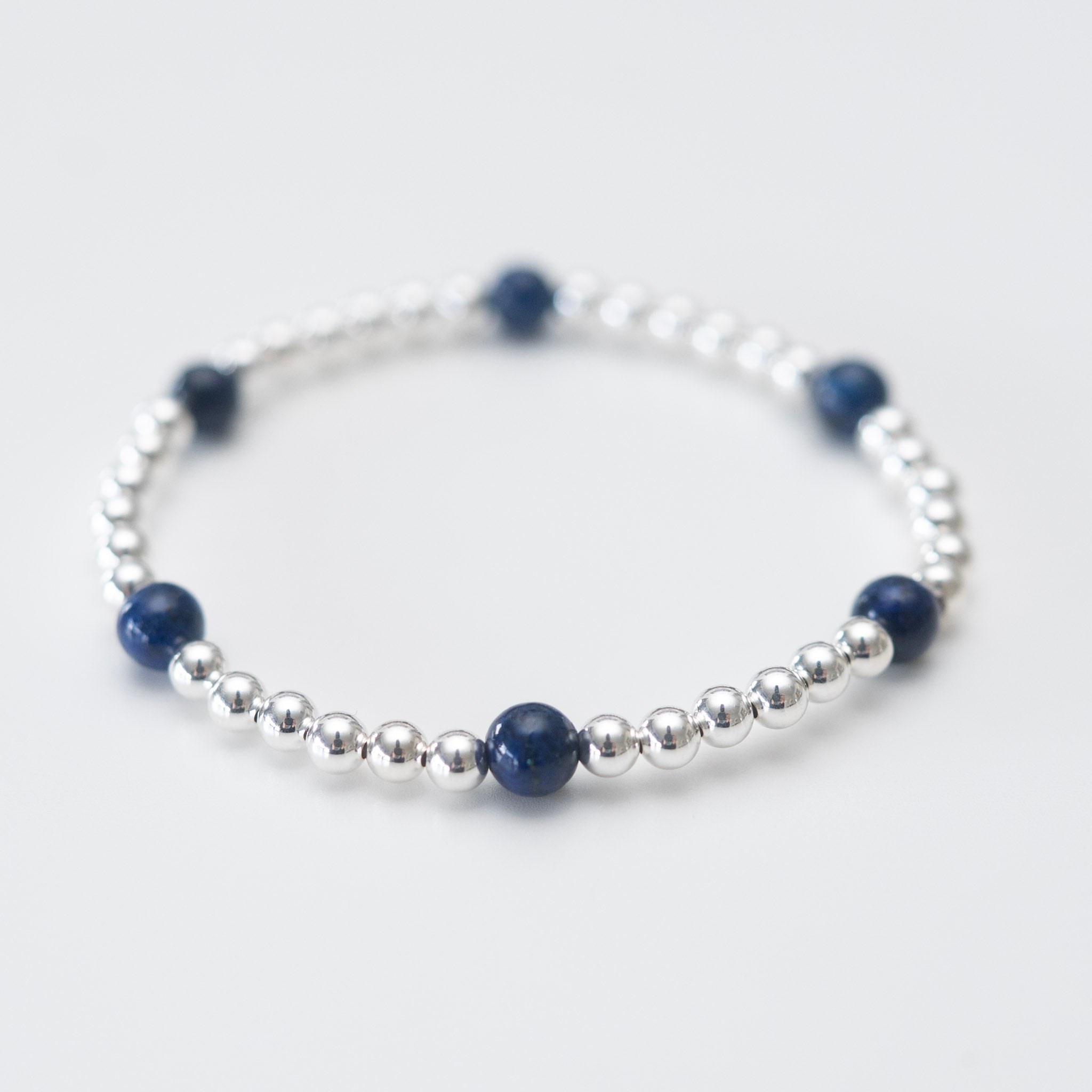 4mm Beaded Lux & Lapis Station Bracelet