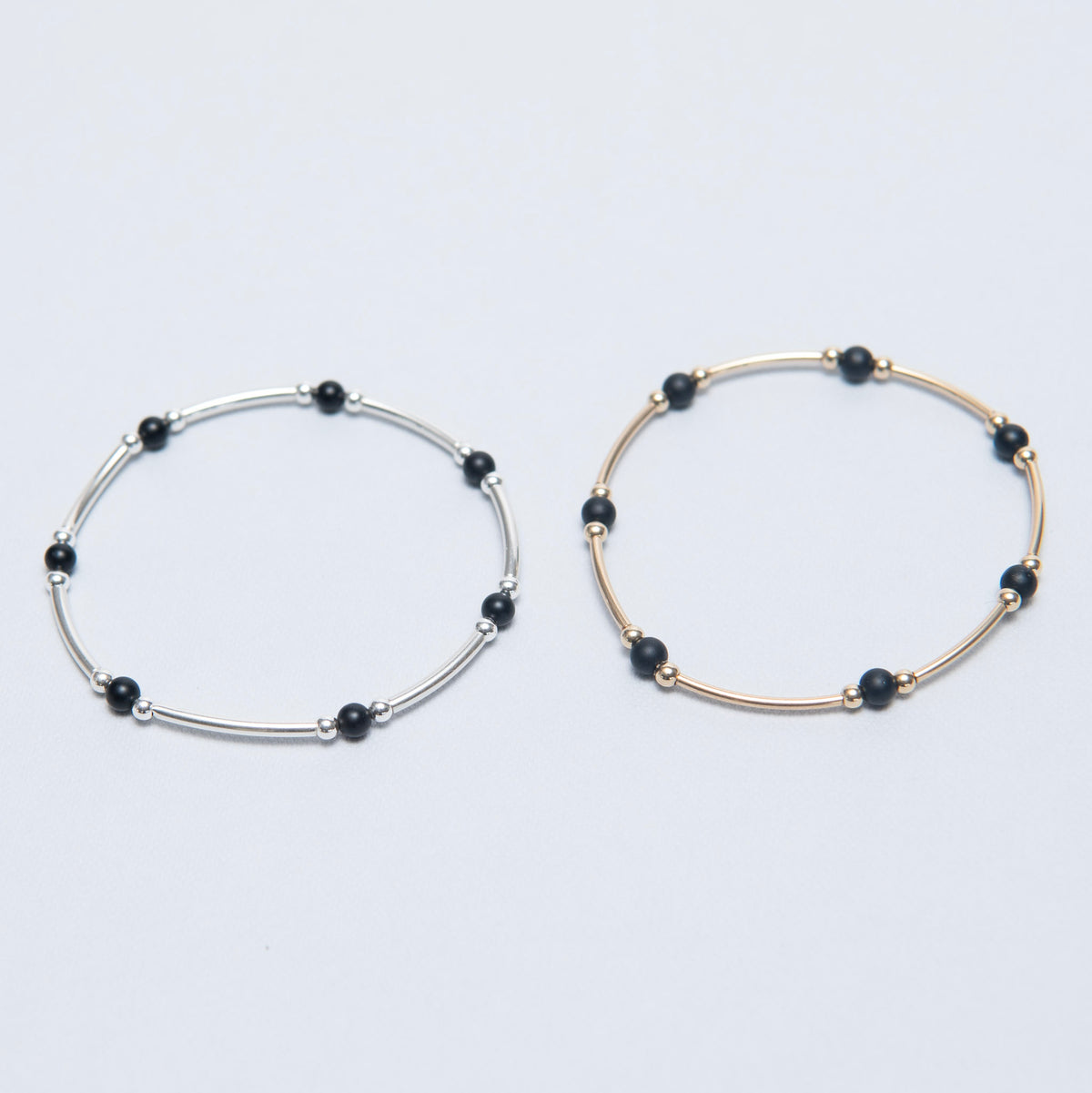 4mm Black Onyx Beaded Lux Tube Bracelets
