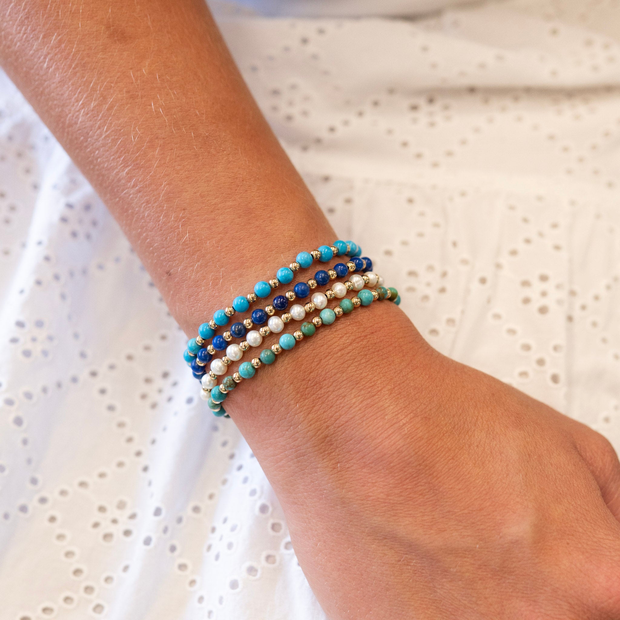 4mm Gemstone Beaded Bracelet Stack