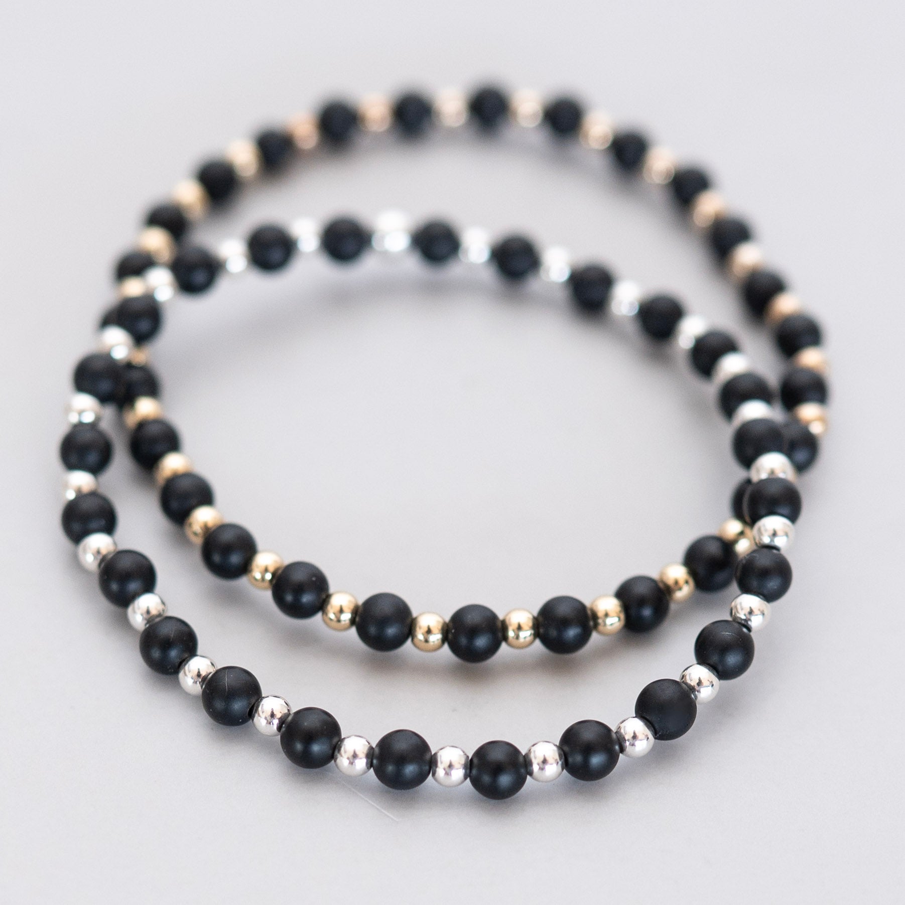 4mm Matte Black & Beaded Lux Bracelet