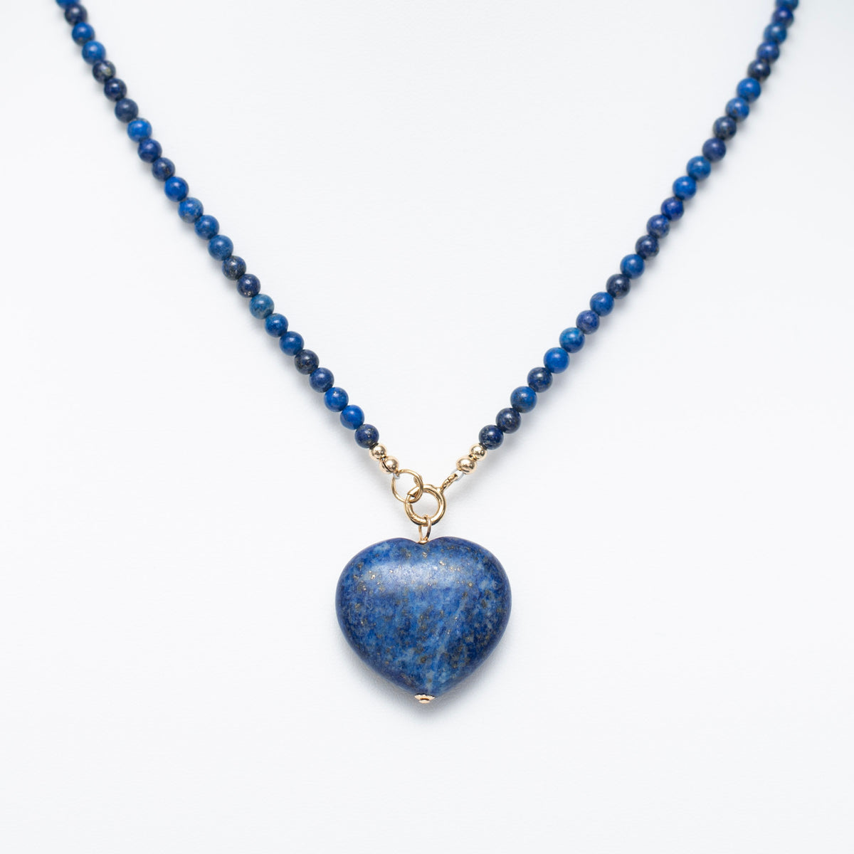 4mm Statement Lapis Gemstone Heart Necklace