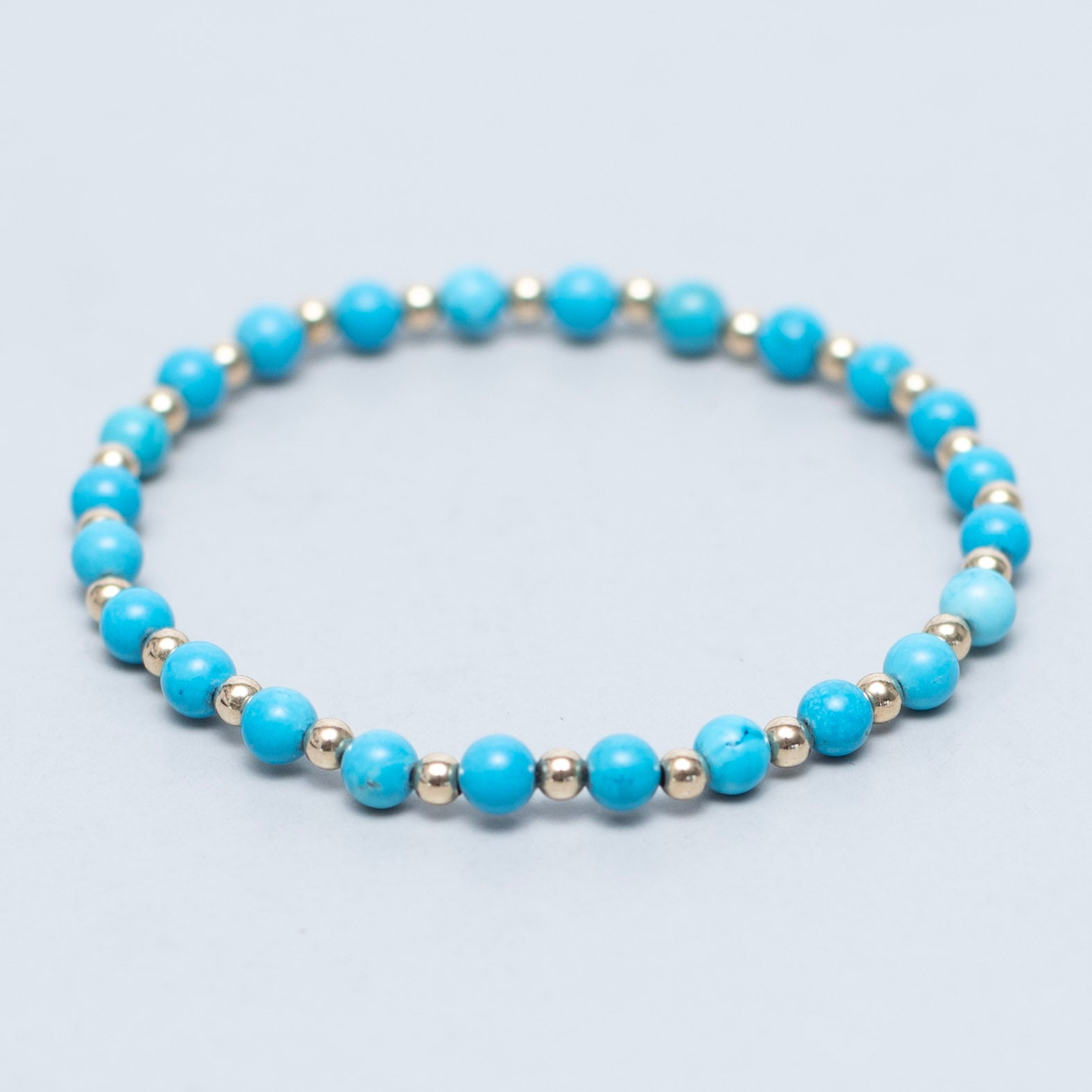 4mm Turquoise & 14k Gold Filled Bracelet