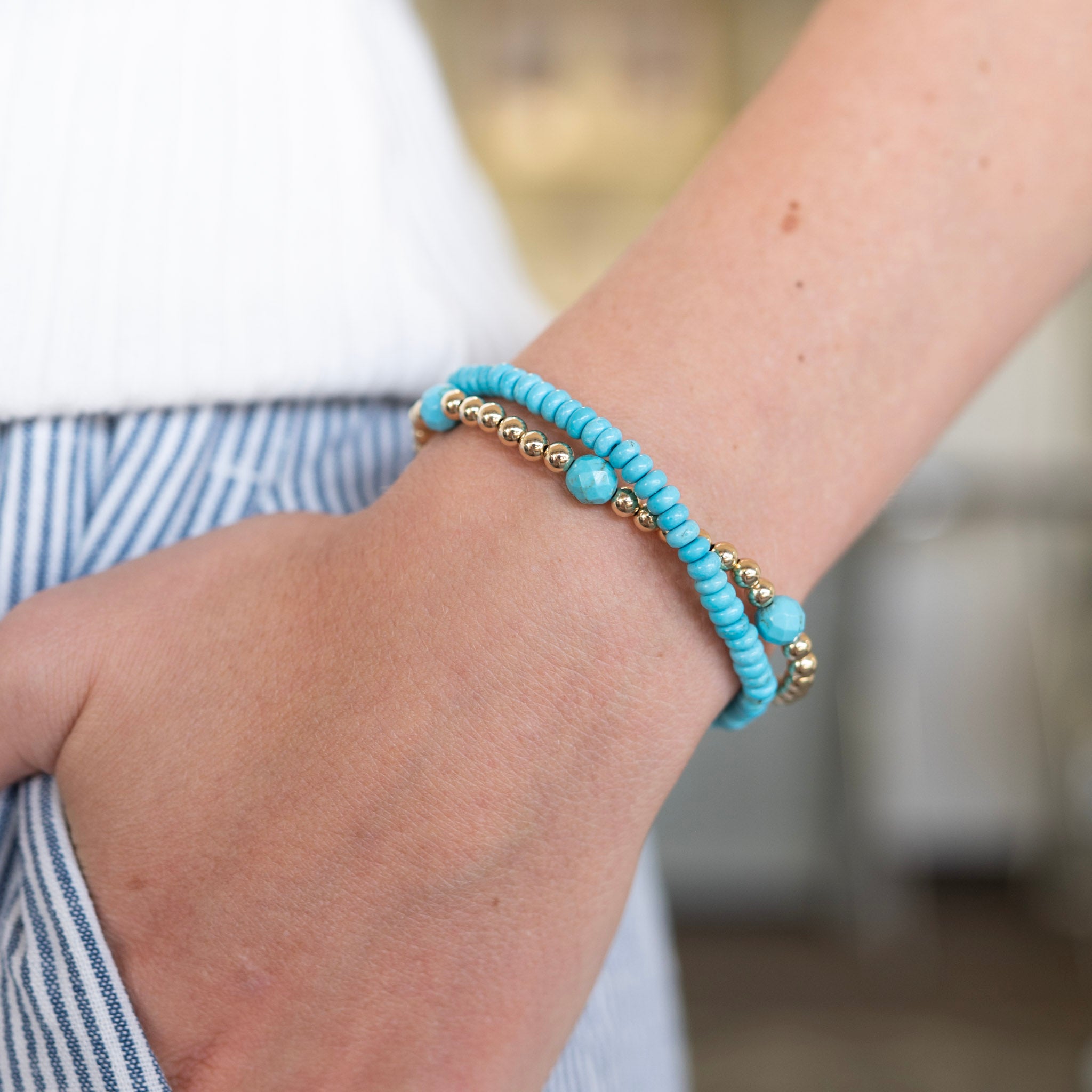4mm Turquoise Beaded Bracelet