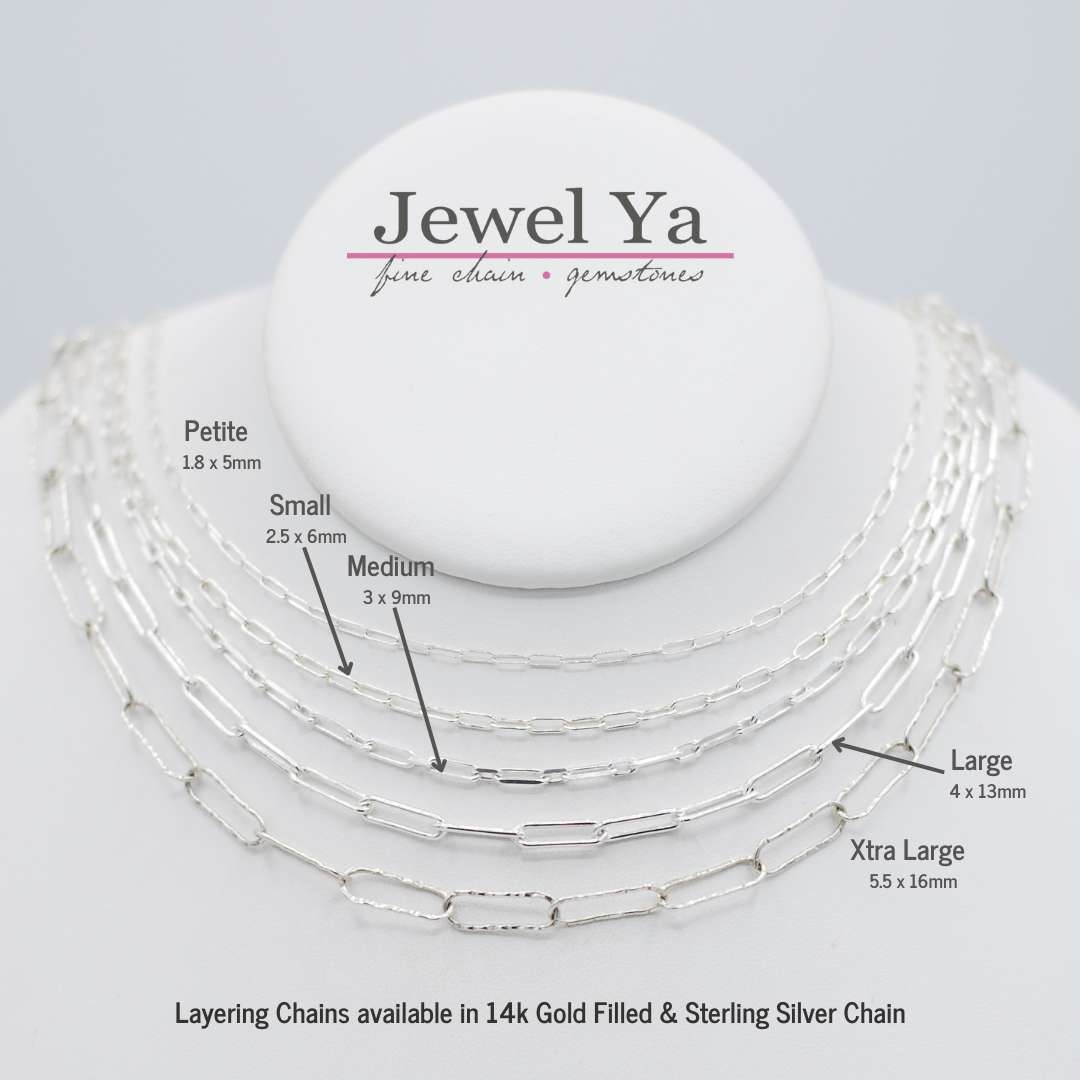 Sterling Silver Small Paper Clip Long Chain - Jewel Ya