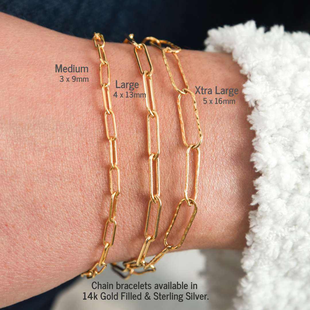 14k Gold Filled Paper Clip Heart Charm Bracelet