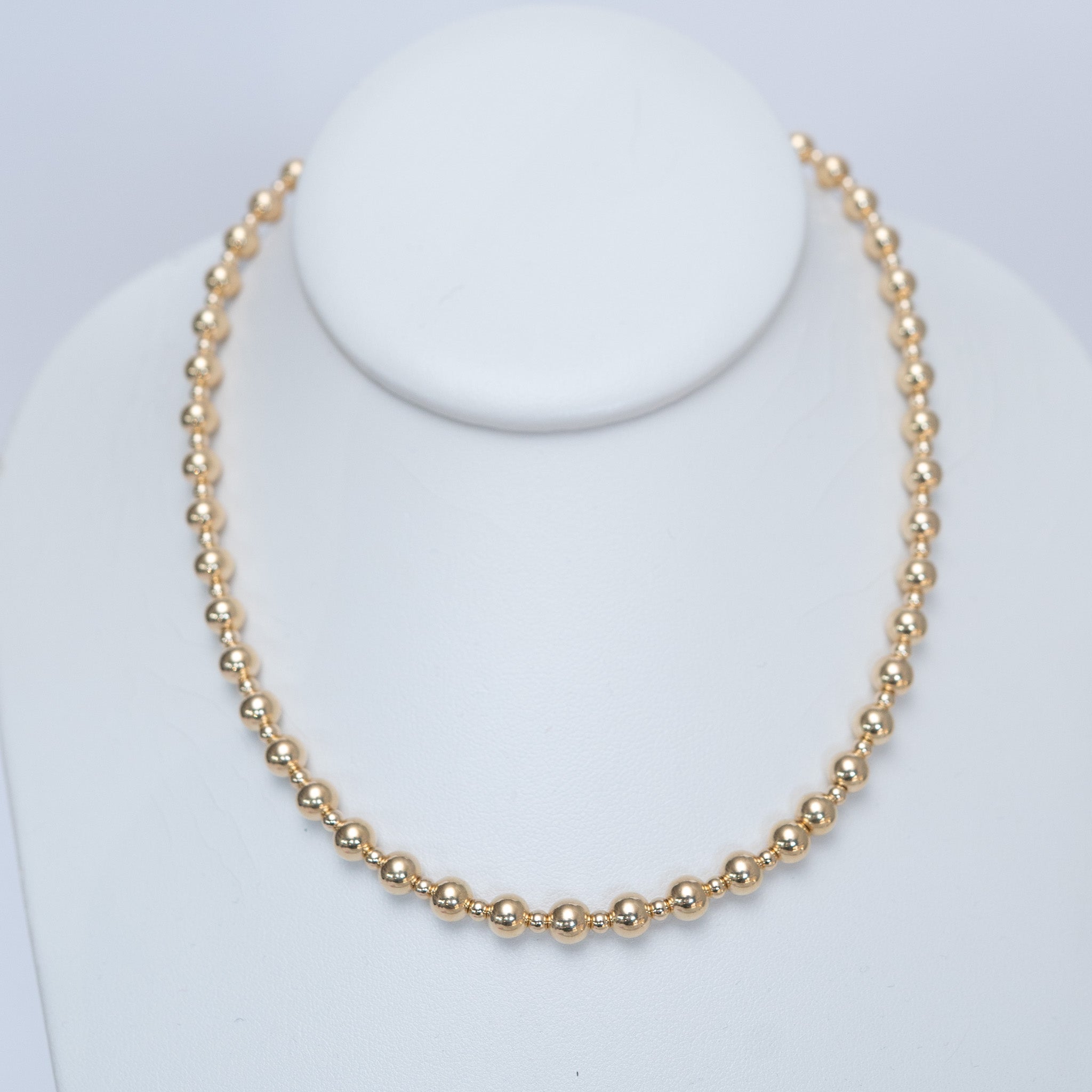 6mm 14k Gold Filled Alternating Beaded Lux Necklace