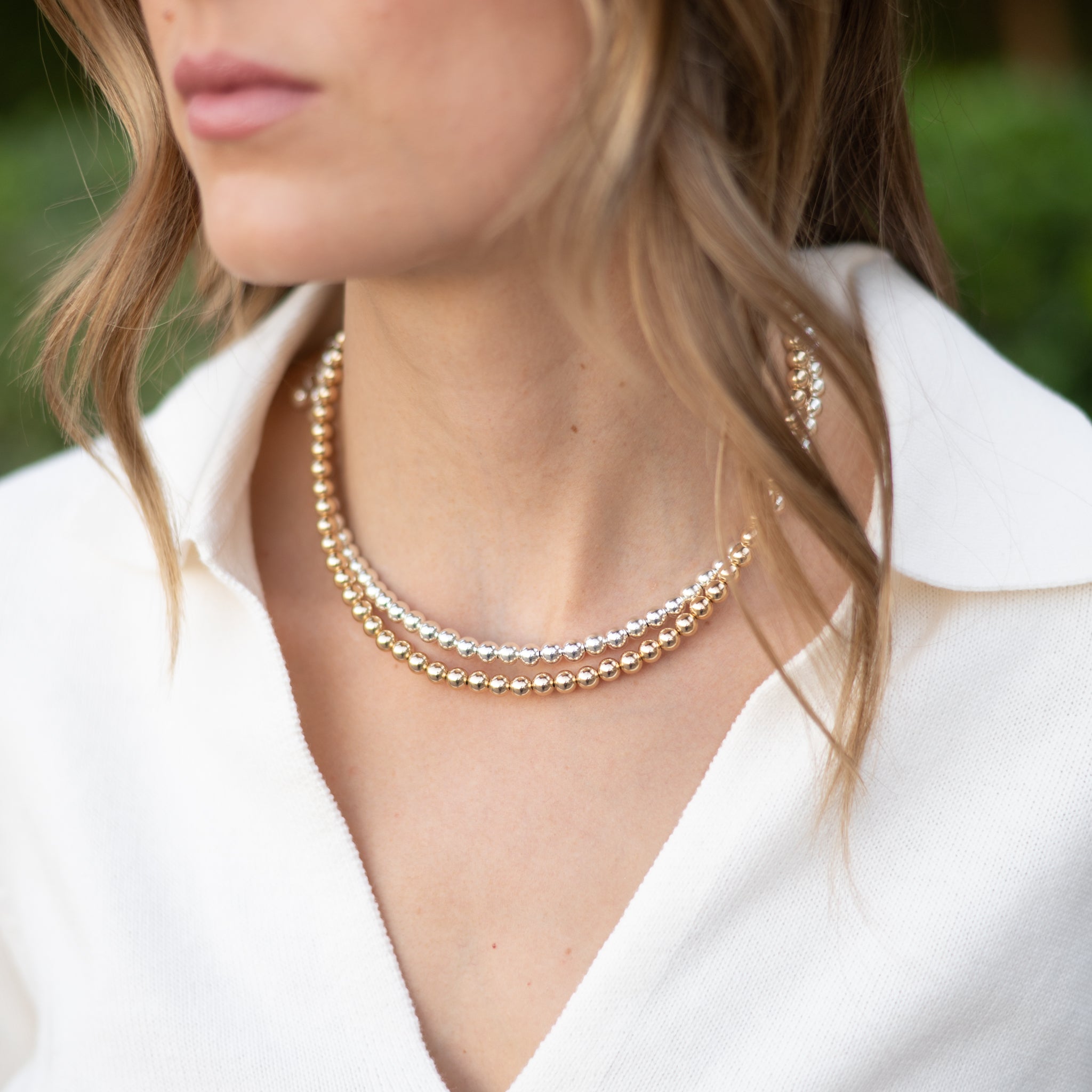 14k Gold Filled 6mm Beaded Lux Necklace - Jewel Ya