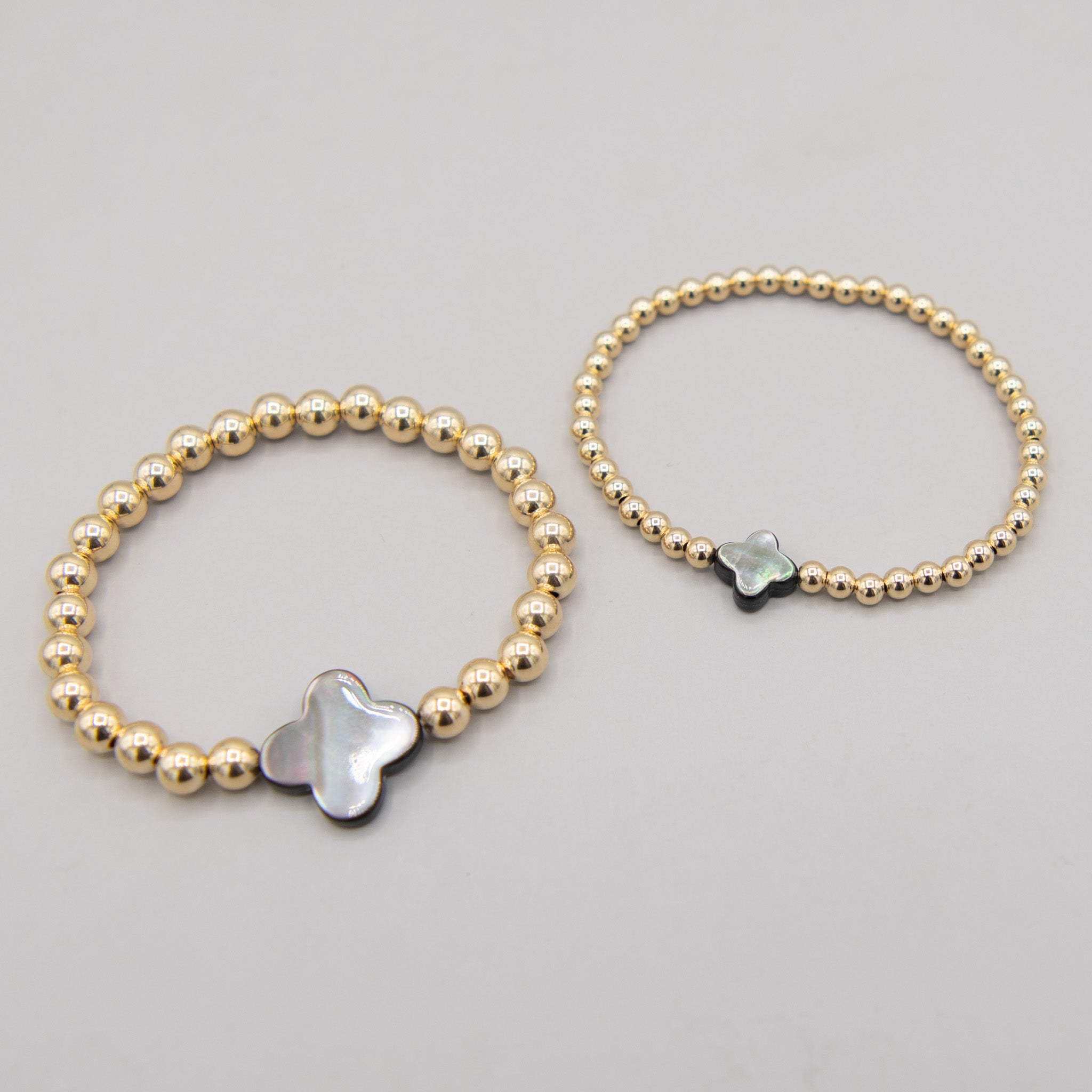 6mm 14k Gold Filled & Mother of Pearl Clover Bracelet - Jewel Ya