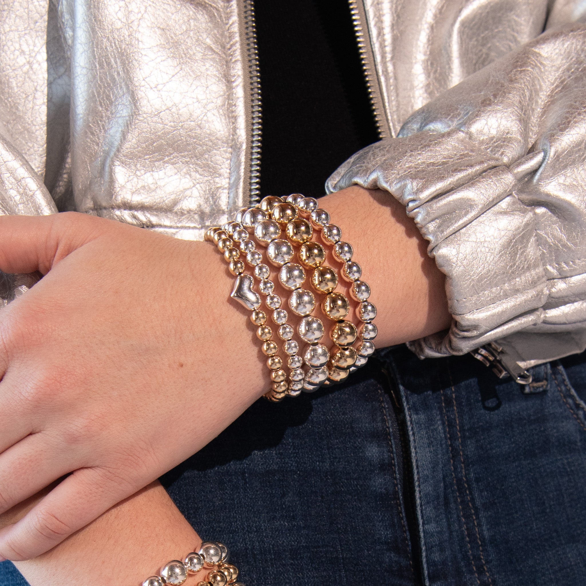 6mm Sterling Silver Beaded Lux Trio Set