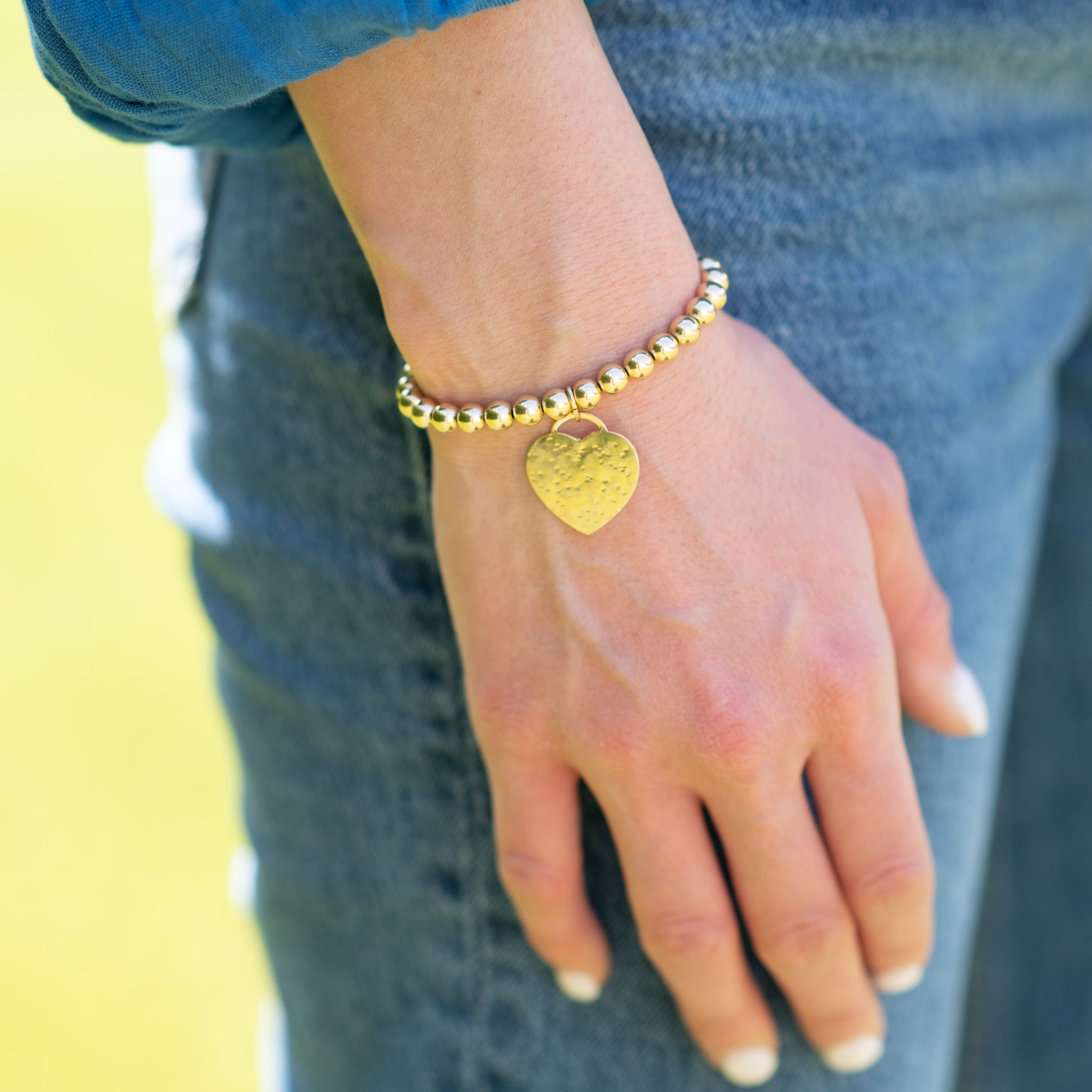 6mm Beaded Lux Heart Bracelet