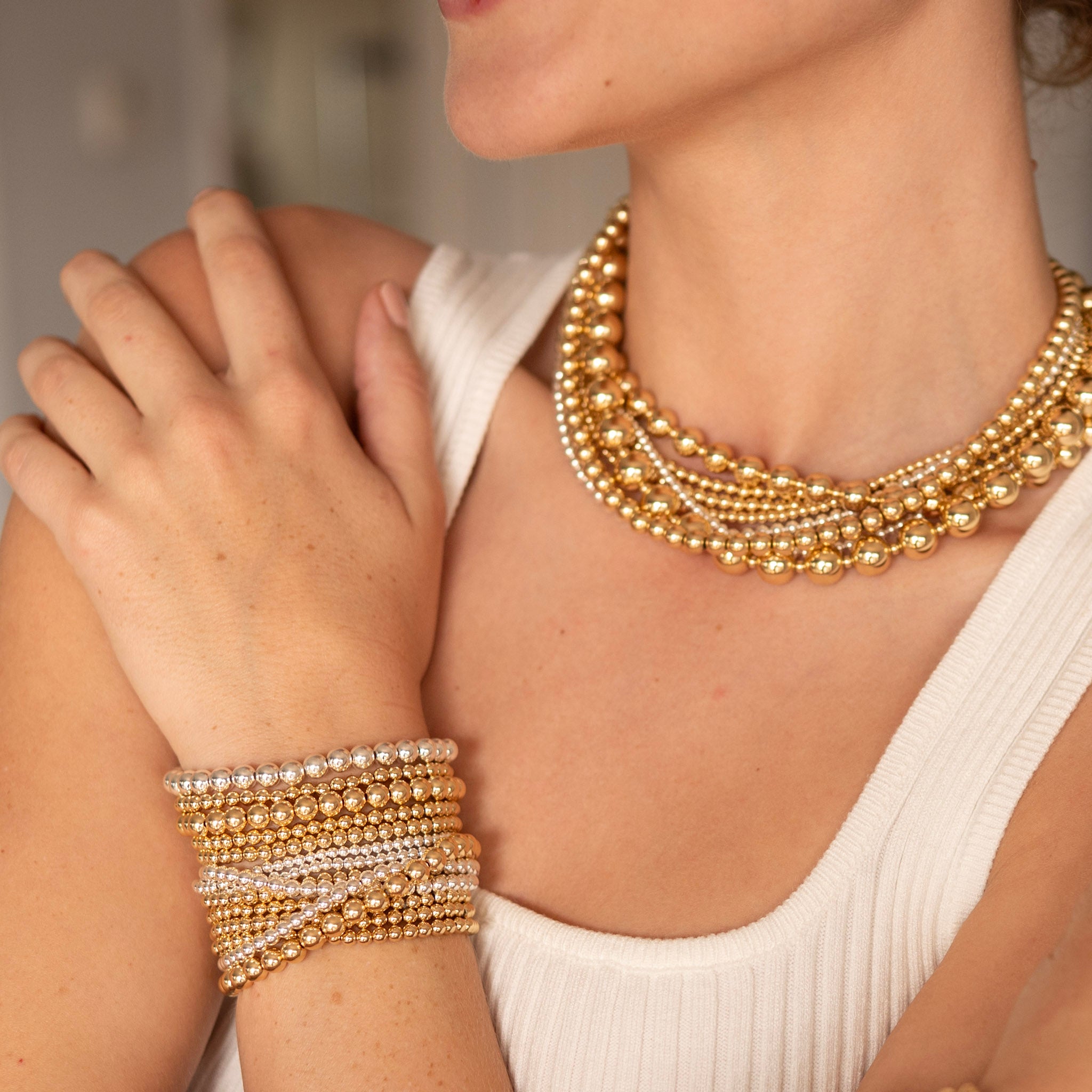 6mm 14k Gold Filled Beaded Bracelet - Jewel Ya