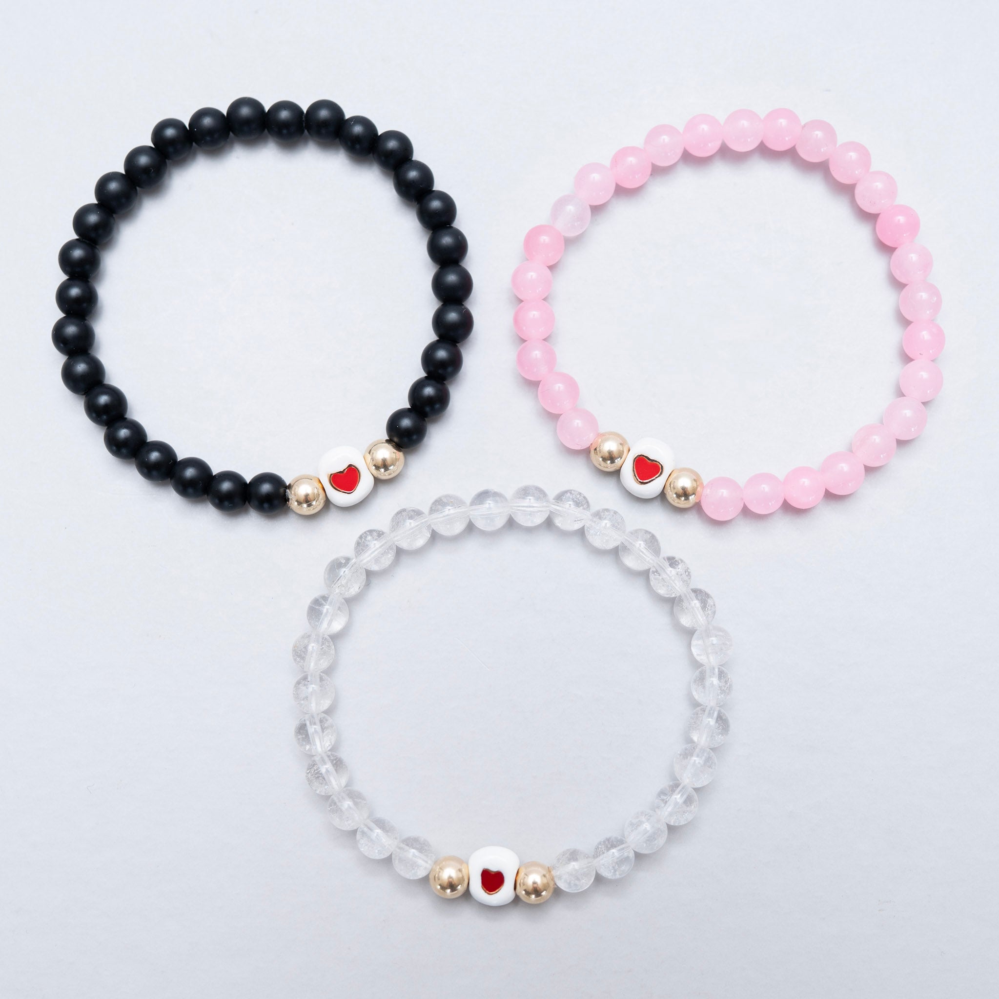 6mm Gemstone Enamel Heart Bracelet