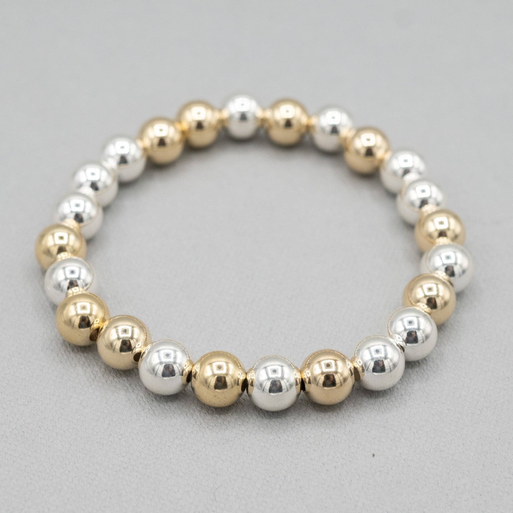 8mm Sterling Silver & 14k Gold Filled Bracelet - Jewel Ya