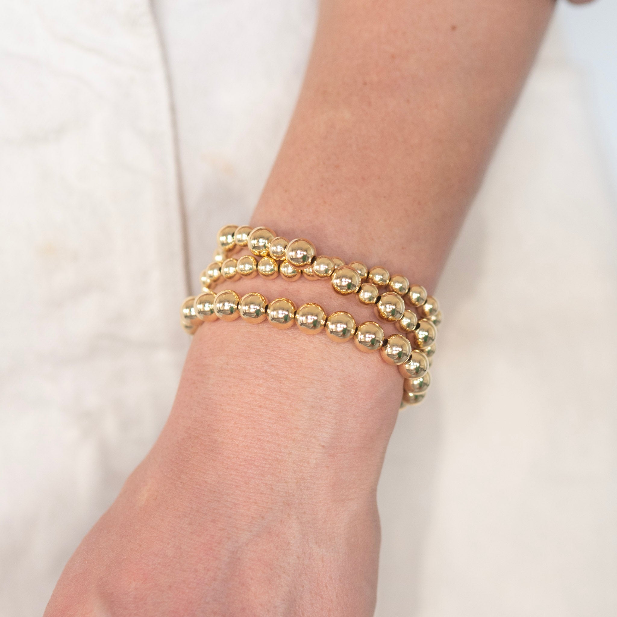 8mm 14k Gold Filled Beaded Bracelet