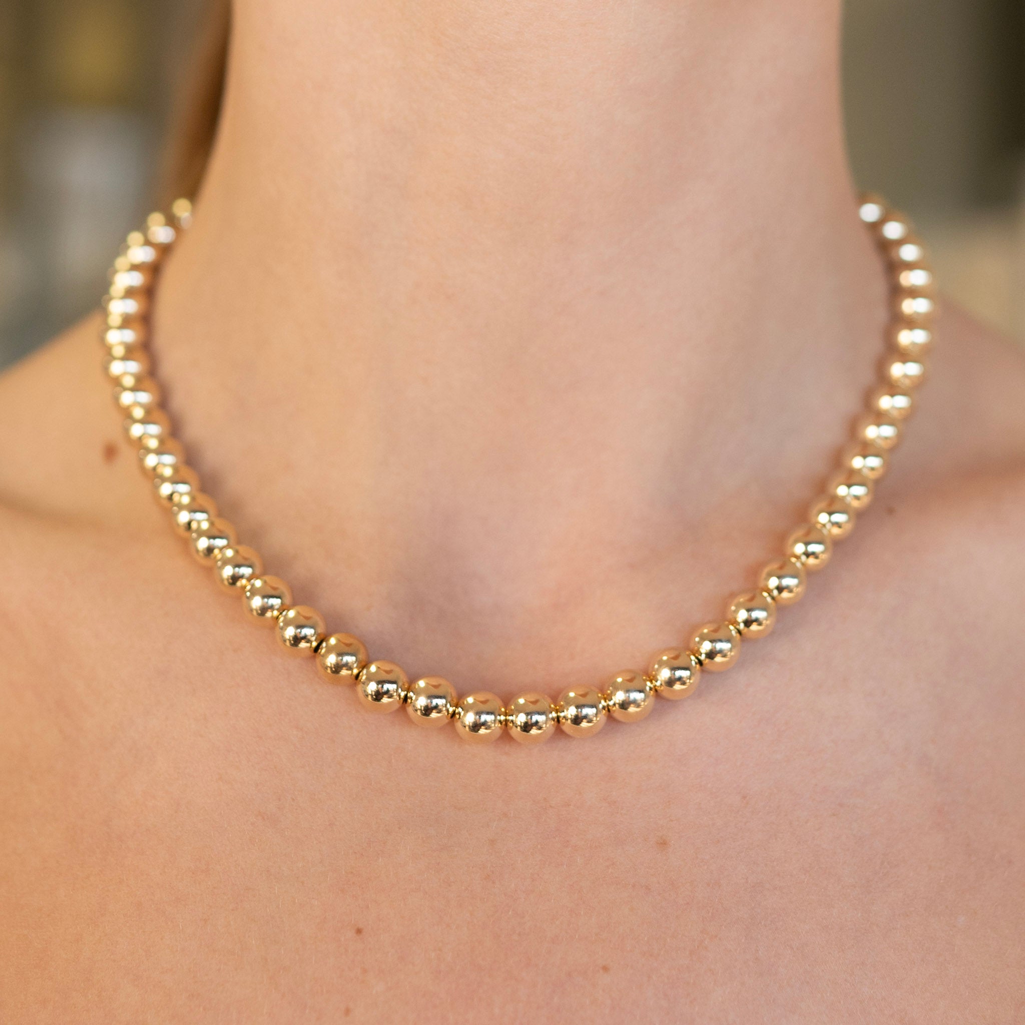 14k Gold Filled 8mm Beaded Lux Necklace - Jewel Ya