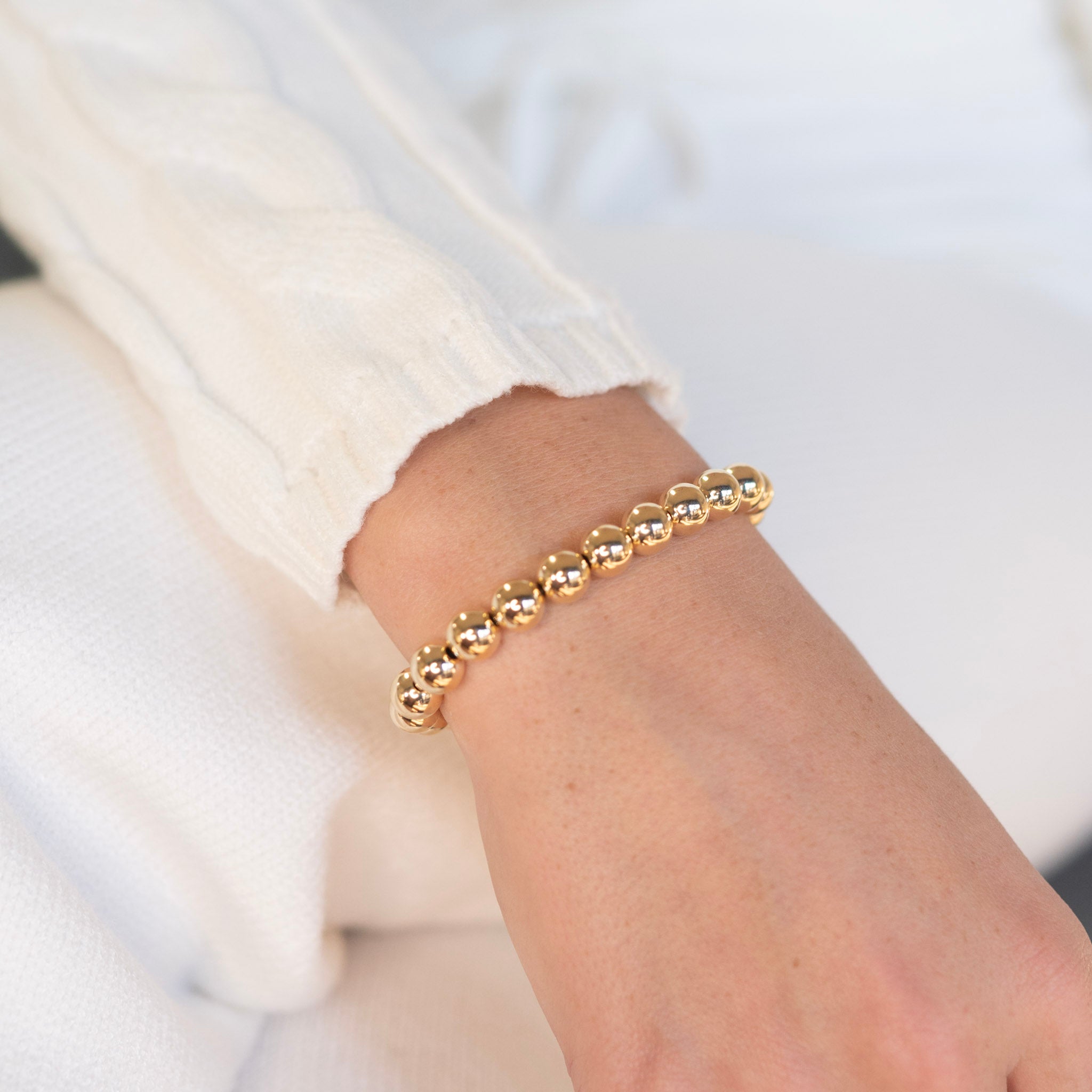 8mm 14k Gold Filled Beaded Bracelet - Jewel Ya