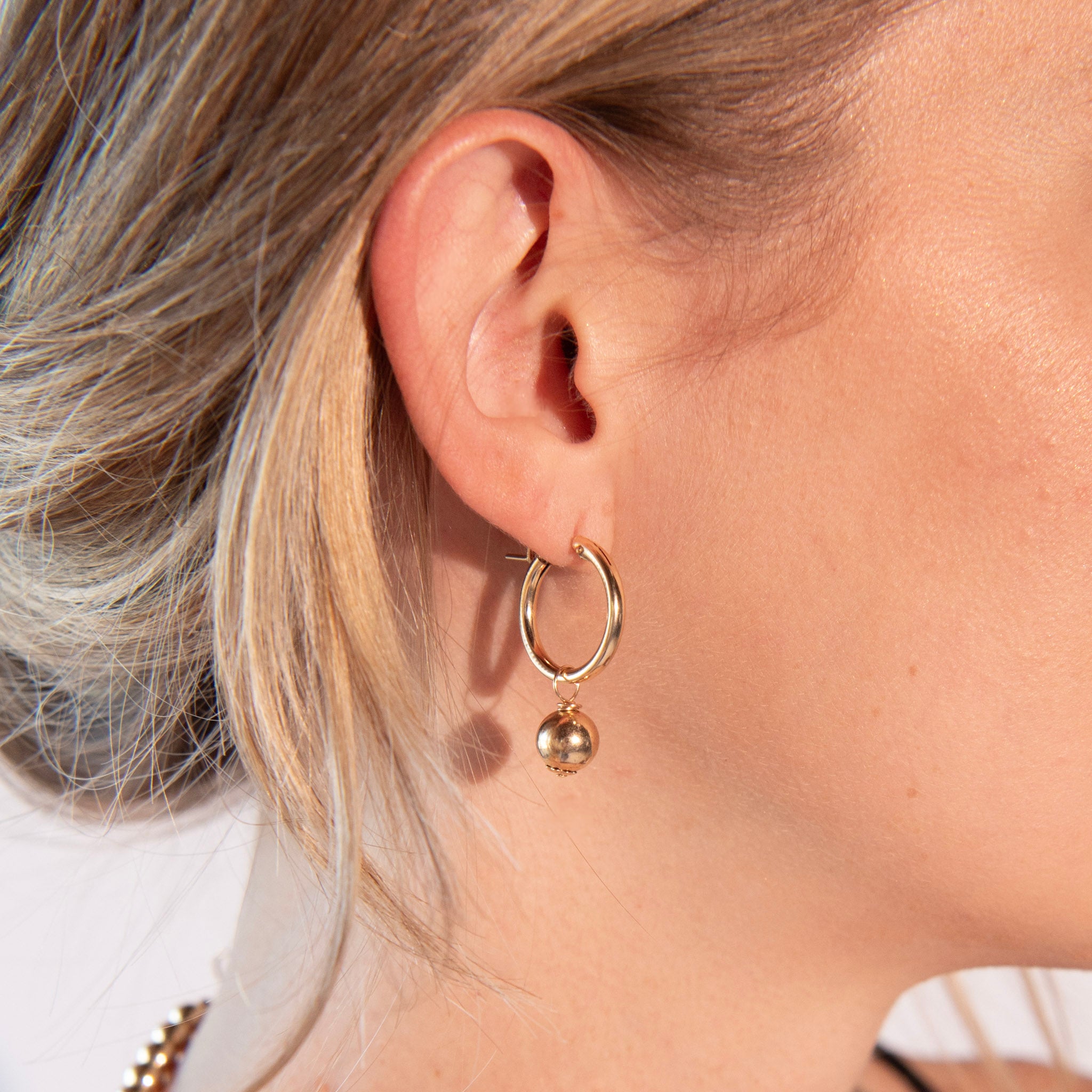 8mm or 10mm Beaded Lux Hoop Drops - Jewel Ya