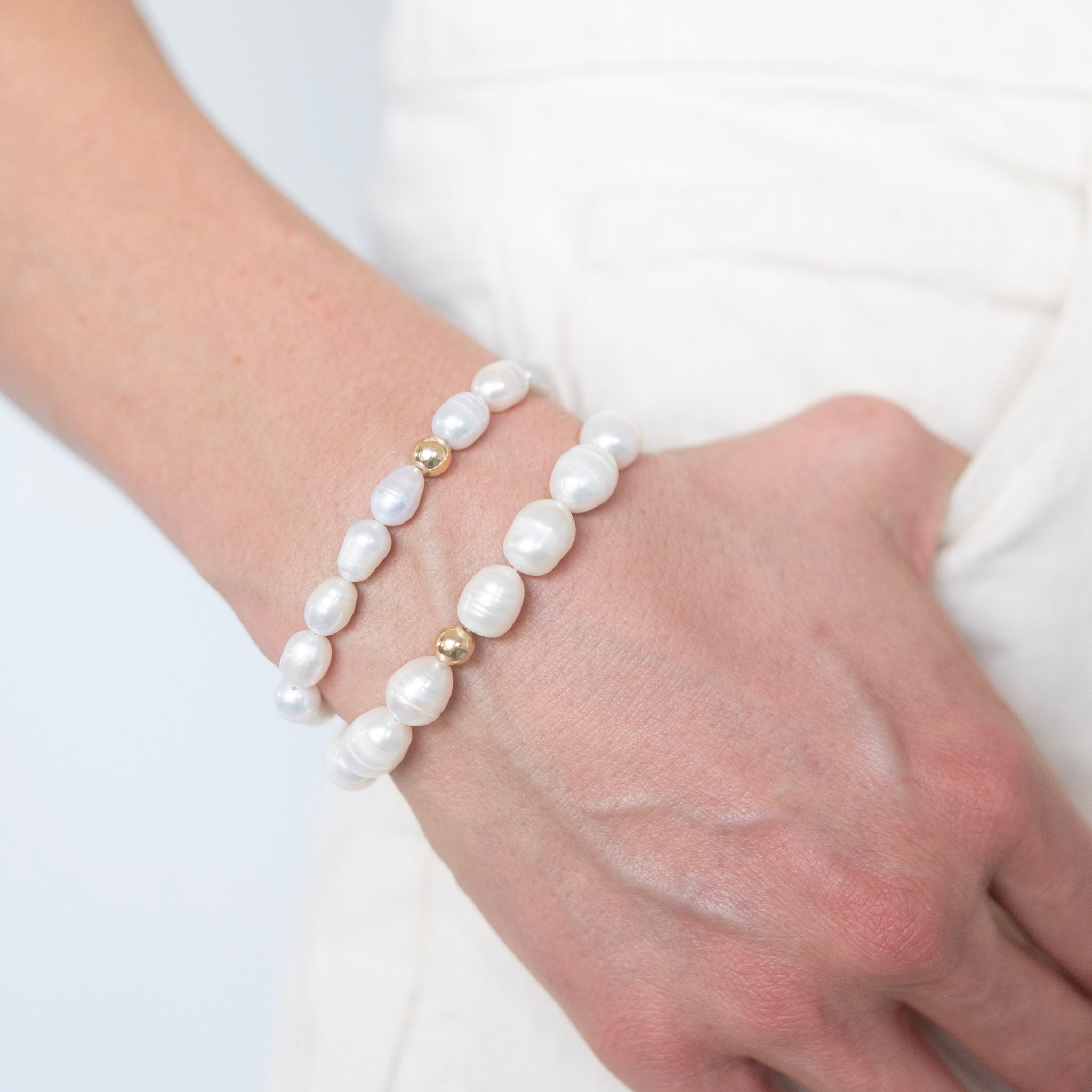 8mm Freshwater Pearl Oval Beaded Bracelet - Jewel Ya