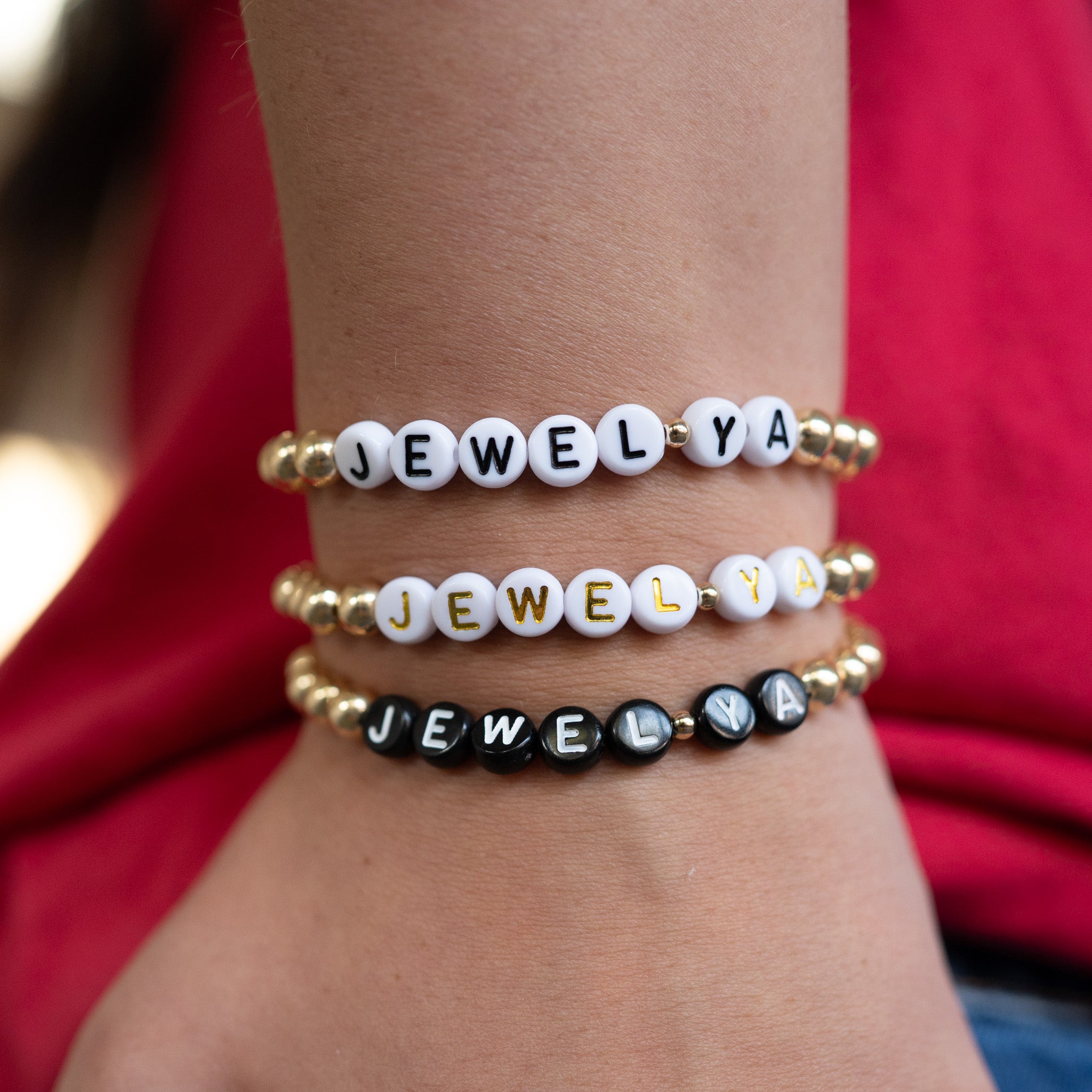 Personalized Matte Black Onyx Beaded Bracelet - Jewel Ya