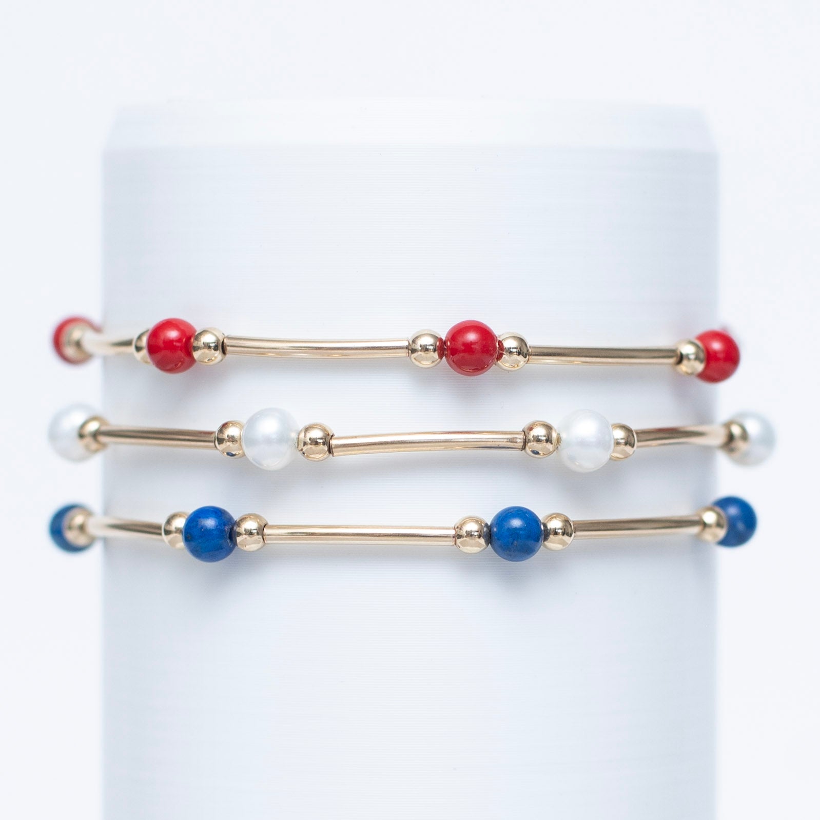 Americana Beaded Lux Tube Bracelets