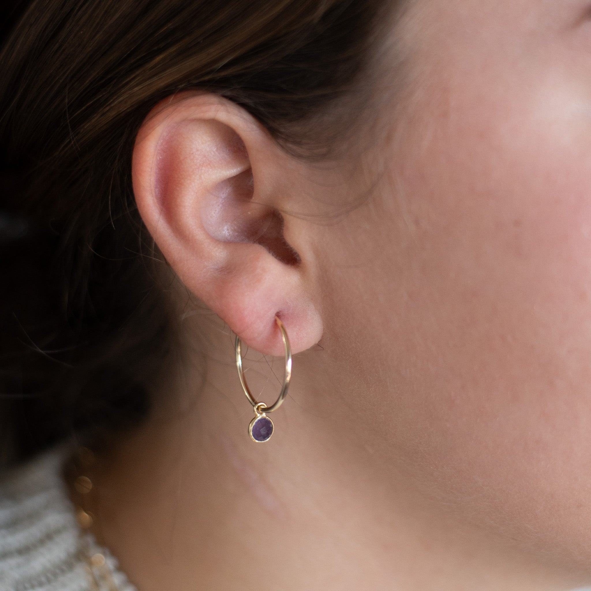 Petite Amethyst Hoop Drops - Jewel Ya