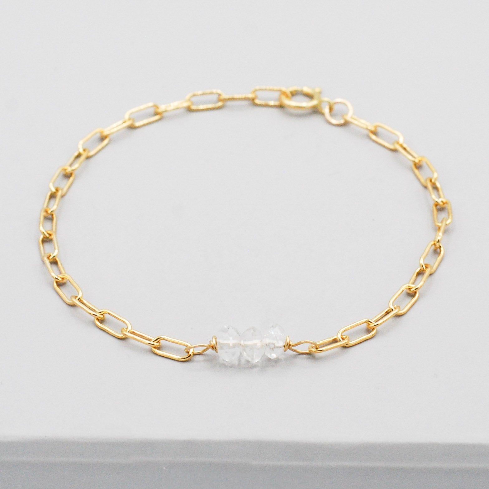 April Crystal Quartz Paperclip Chain Bracelet - Jewel Ya