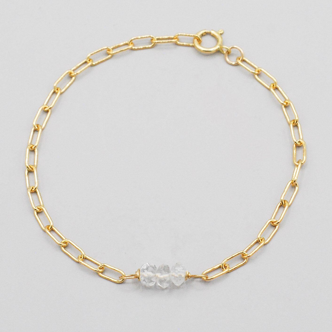 April Crystal Quartz Paper Clip Chain Bracelet - Jewel Ya