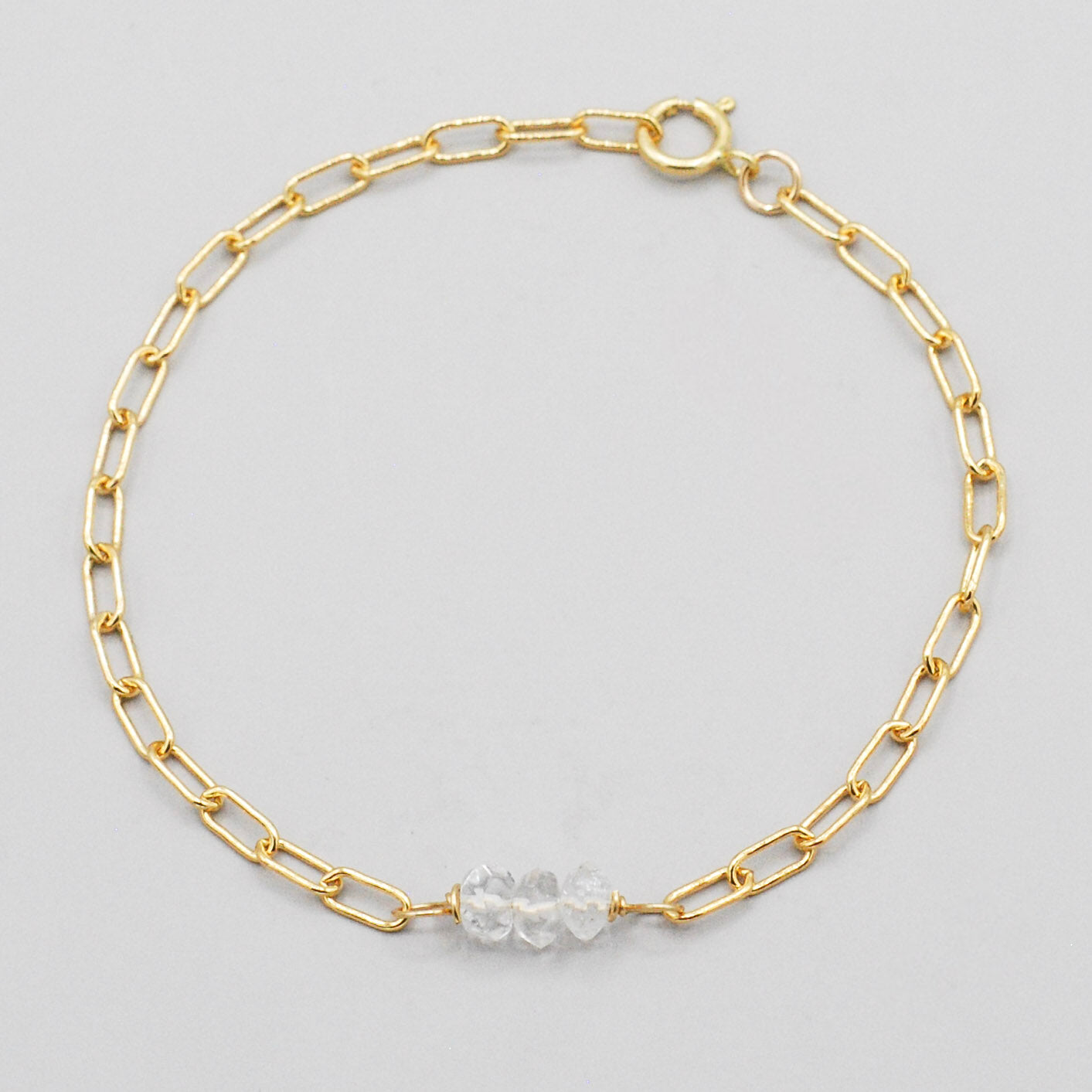 April Crystal Quartz Paperclip Chain Bracelet - Jewel Ya