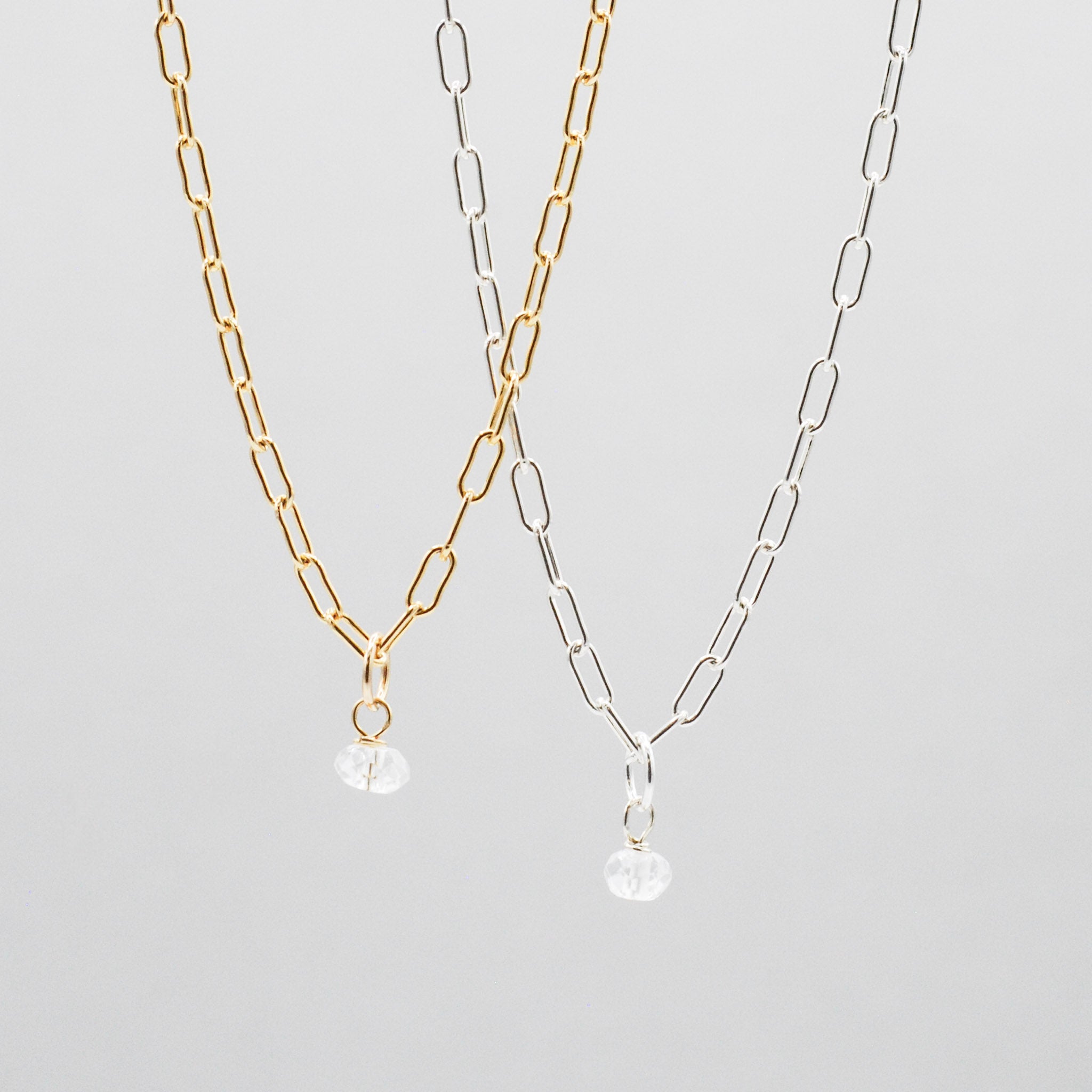Birthstone Paperclip Charm Necklace - Jewel Ya