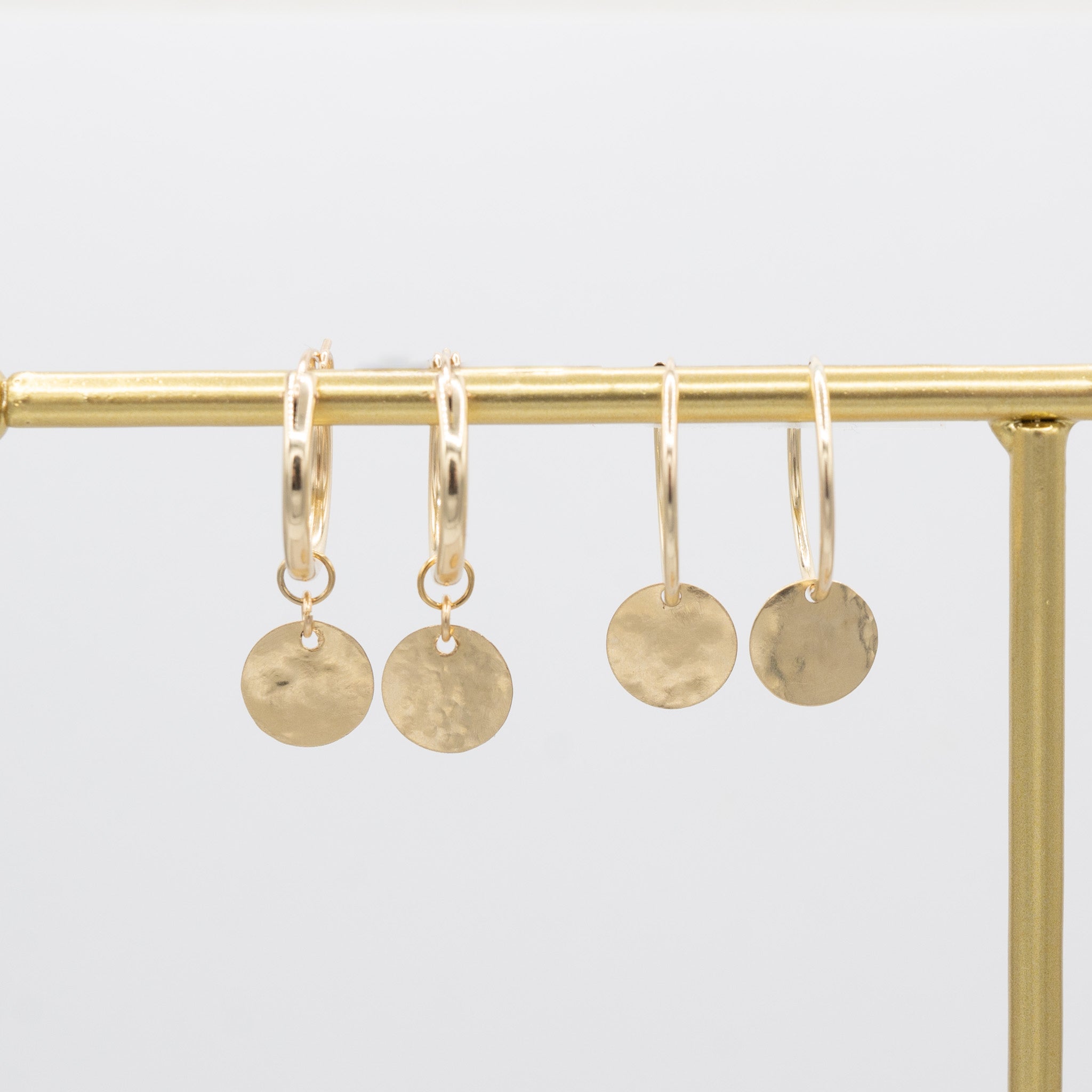 Large Coin Hammered 14k Gold Filled Hoop Drops - Jewel Ya