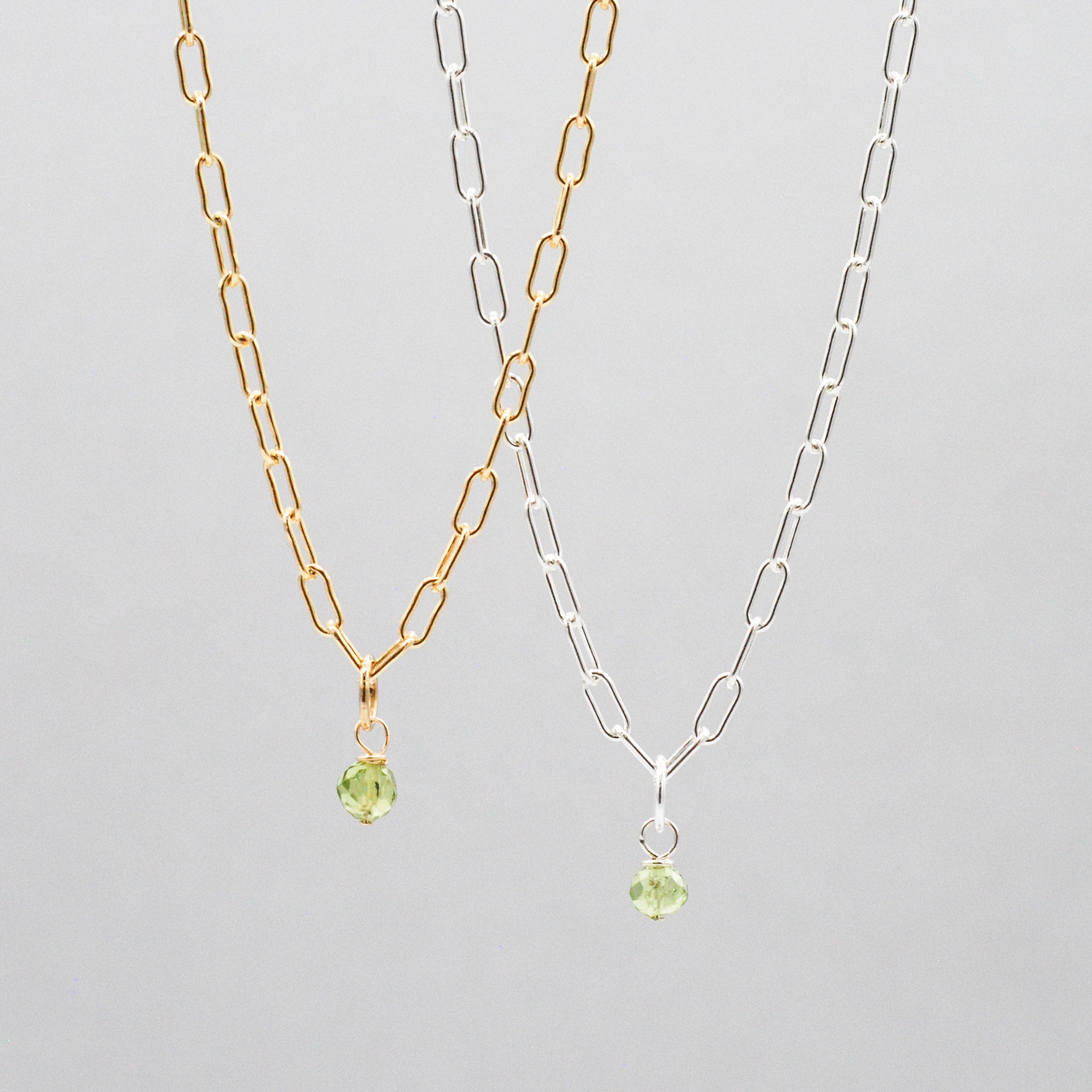 Birthstone Paperclip Charm Necklace - Jewel Ya