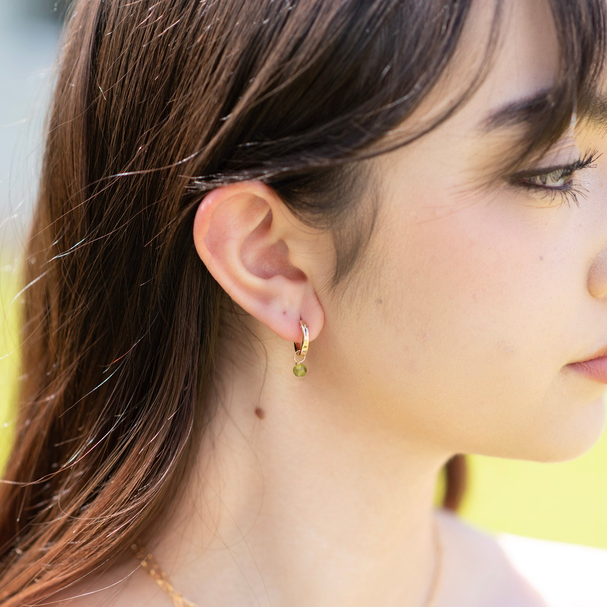 August Peridot Birthstone Tube Hoop Set