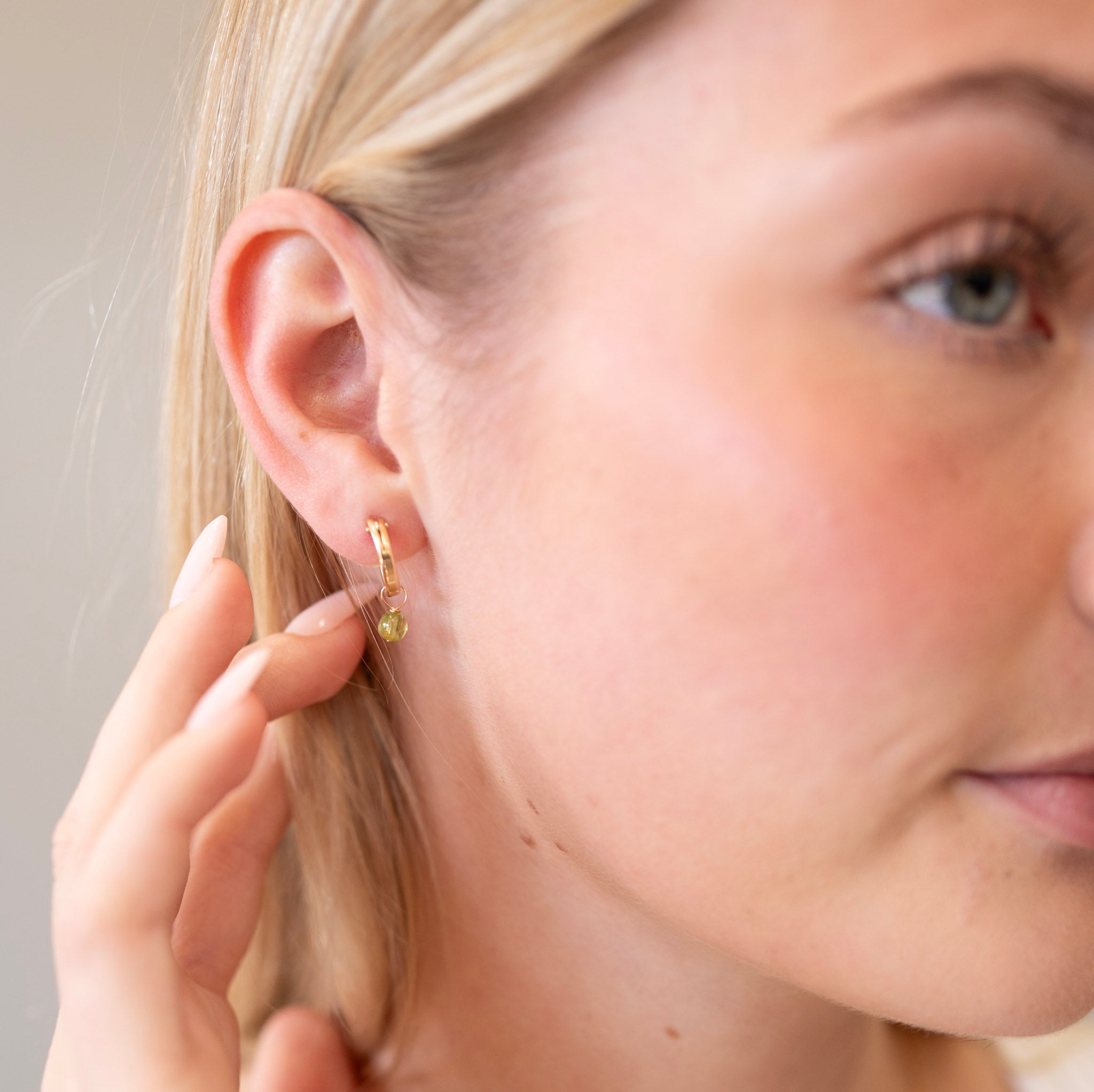 August Peridot Birthstone Tube Hoop Set