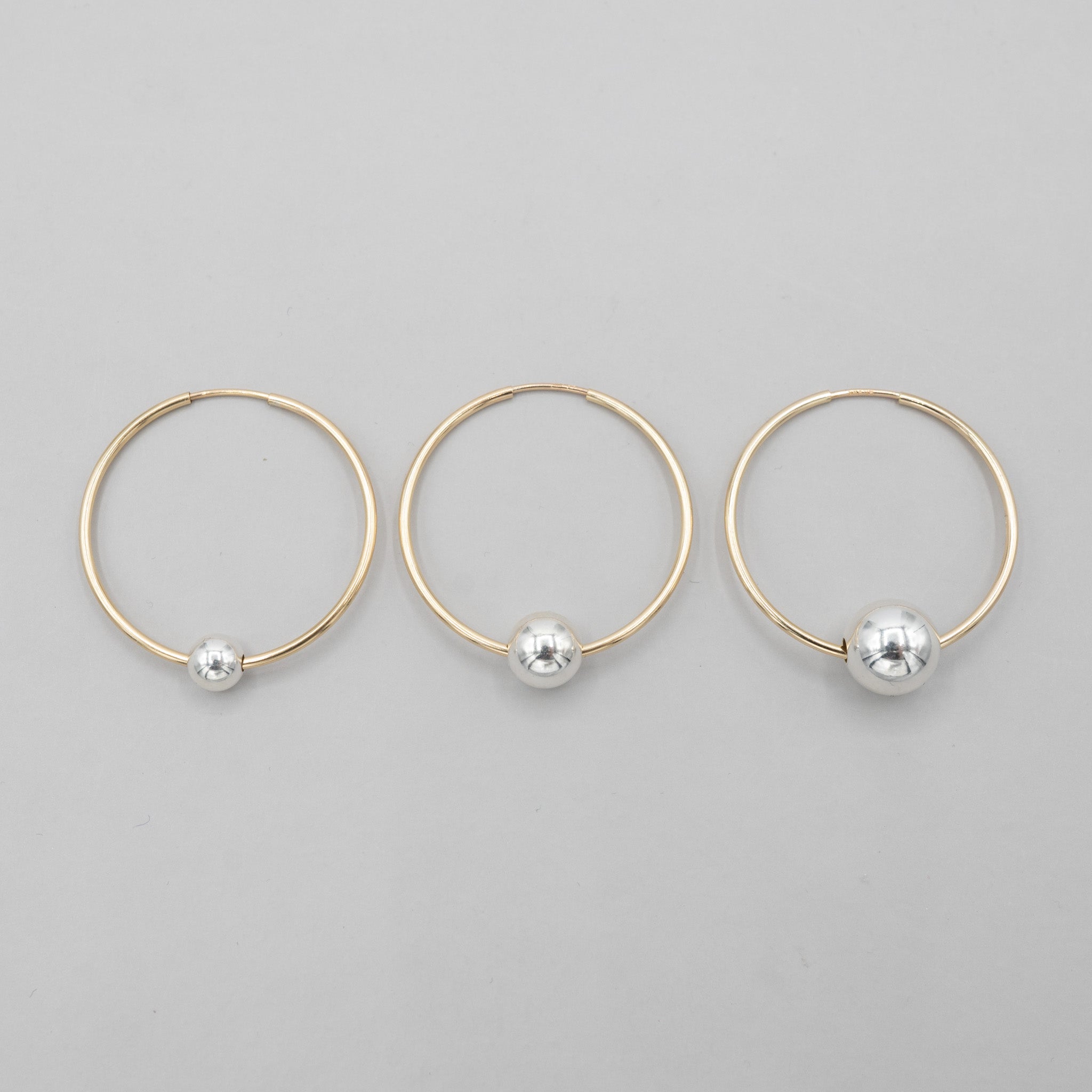 Sterling Silver Ball Hoop Drops - Jewel Ya