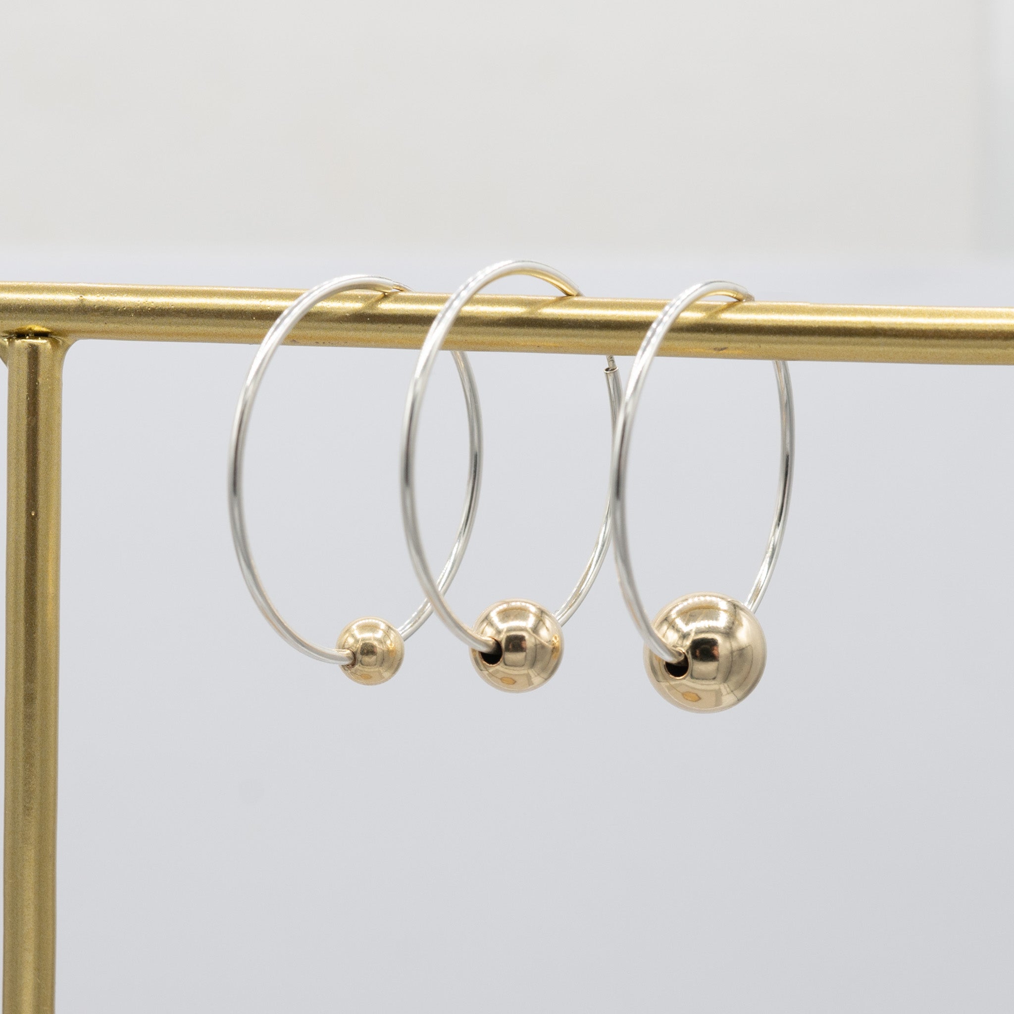 14k Gold Filled Ball Hoop Drops - Jewel Ya