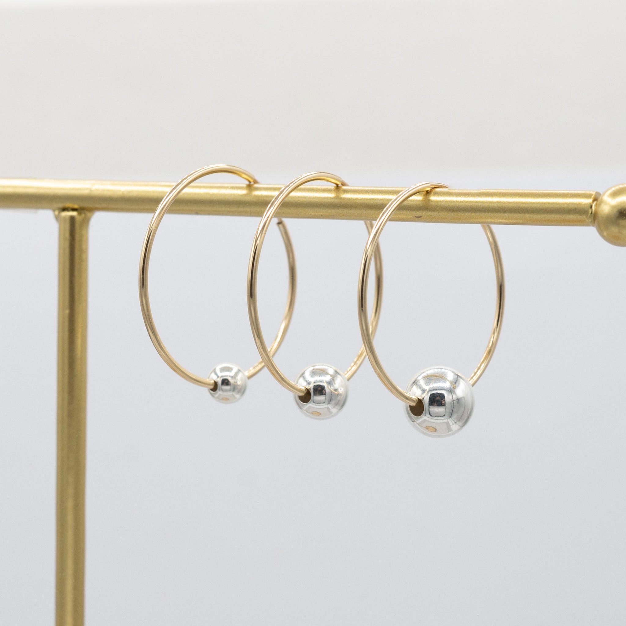 Sterling Silver Ball Hoop Drops - Jewel Ya