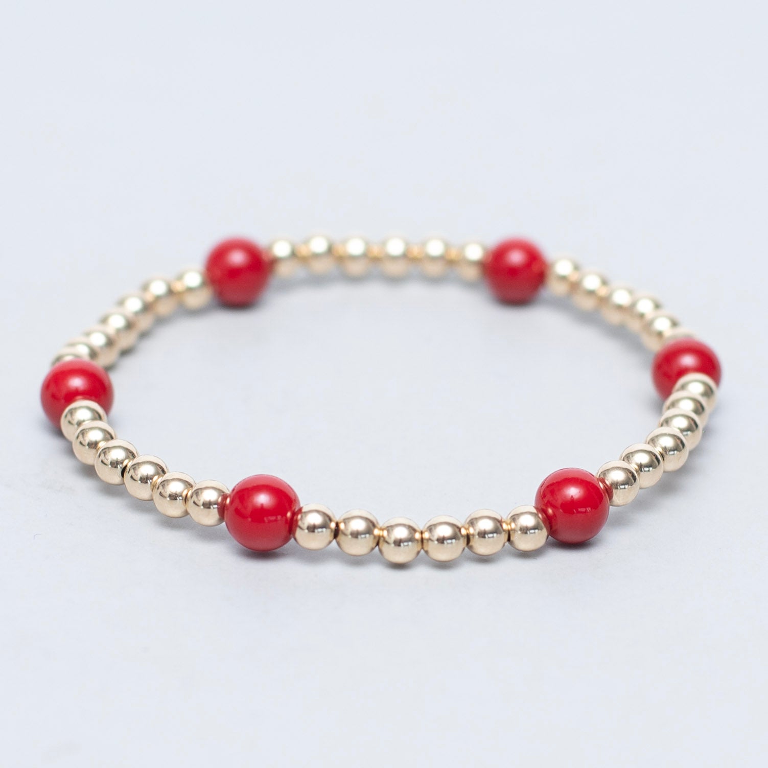 Bamboo Coral Red Station Beaded Lux Bracelet