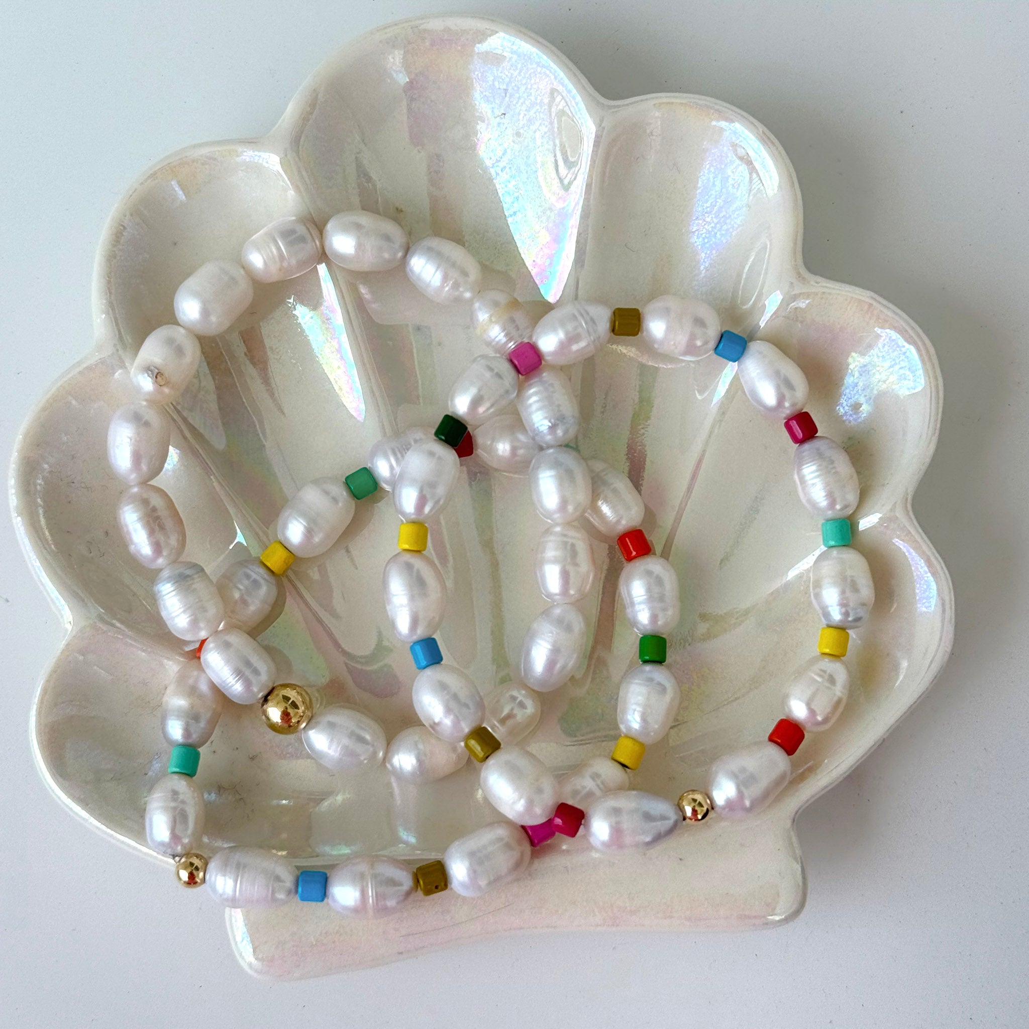Beach Ready Statement Freshwater Pearl & Enamel Color Bracelets