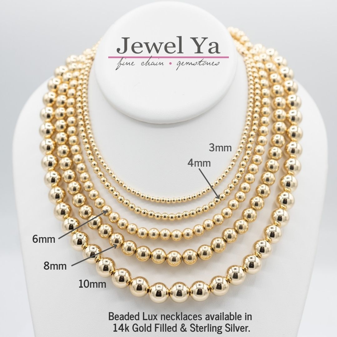 14k Gold Filled 4mm Beaded Lux Necklace - Jewel Ya