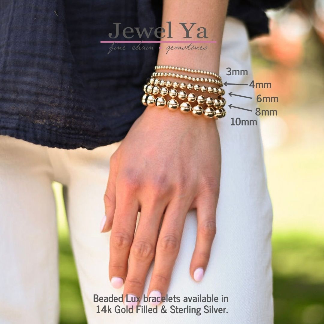 4mm Mother of Pearl Cross Beaded Lux Bracelet Set - Jewel Ya