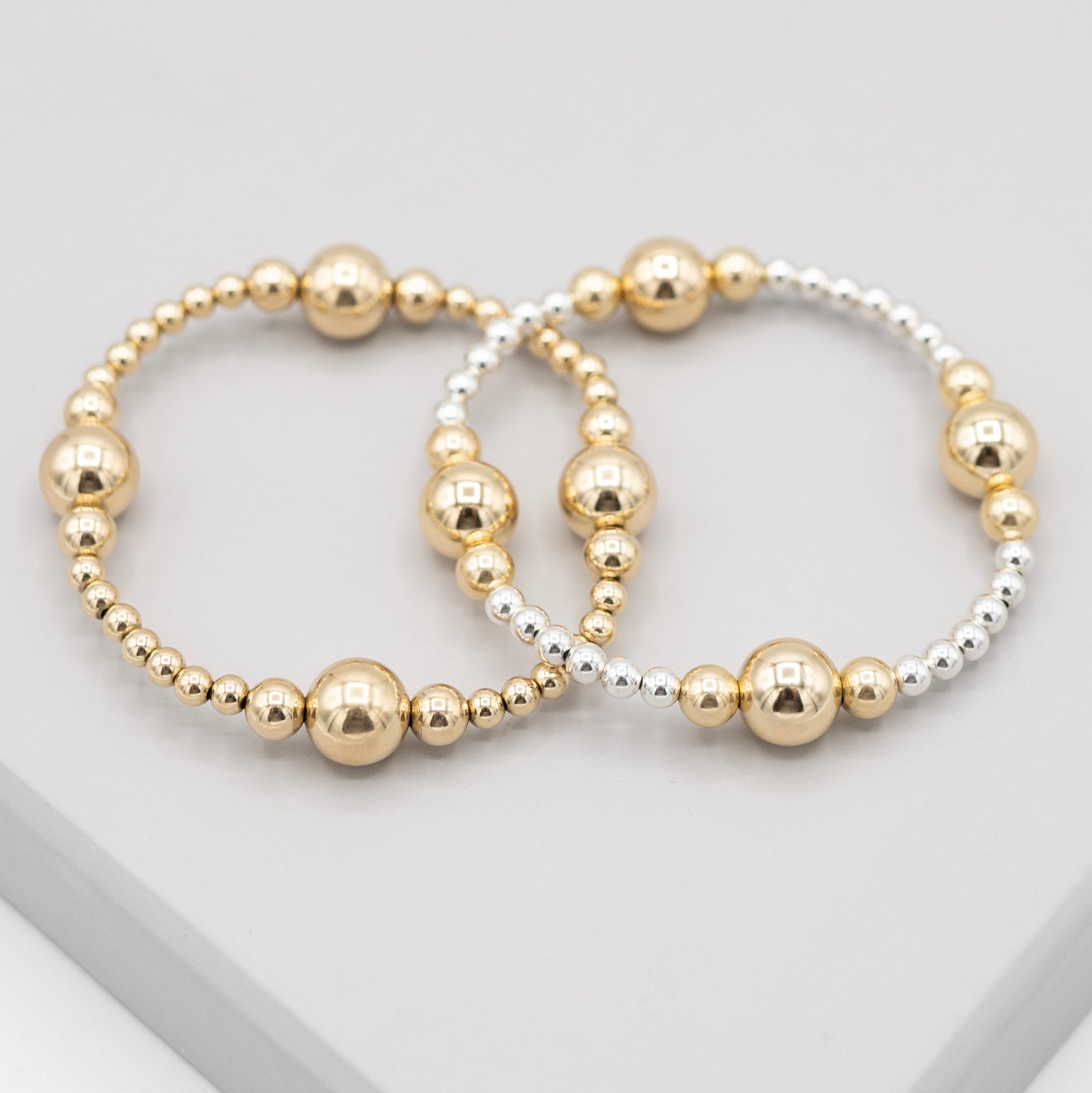 4mm & 10mm Beaded Lux Station Bracelet - Jewel Ya