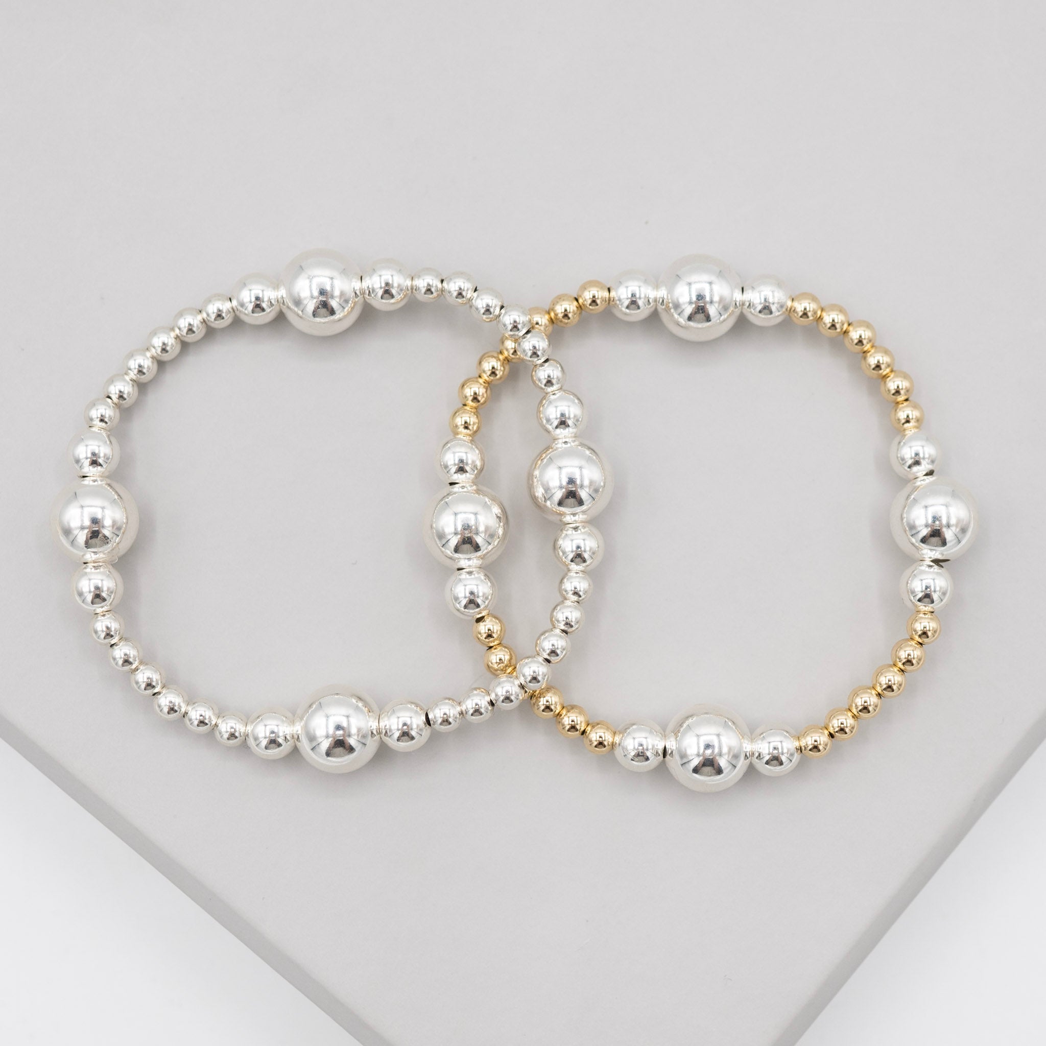 4mm & 10mm Beaded Lux Station Bracelet - Jewel Ya