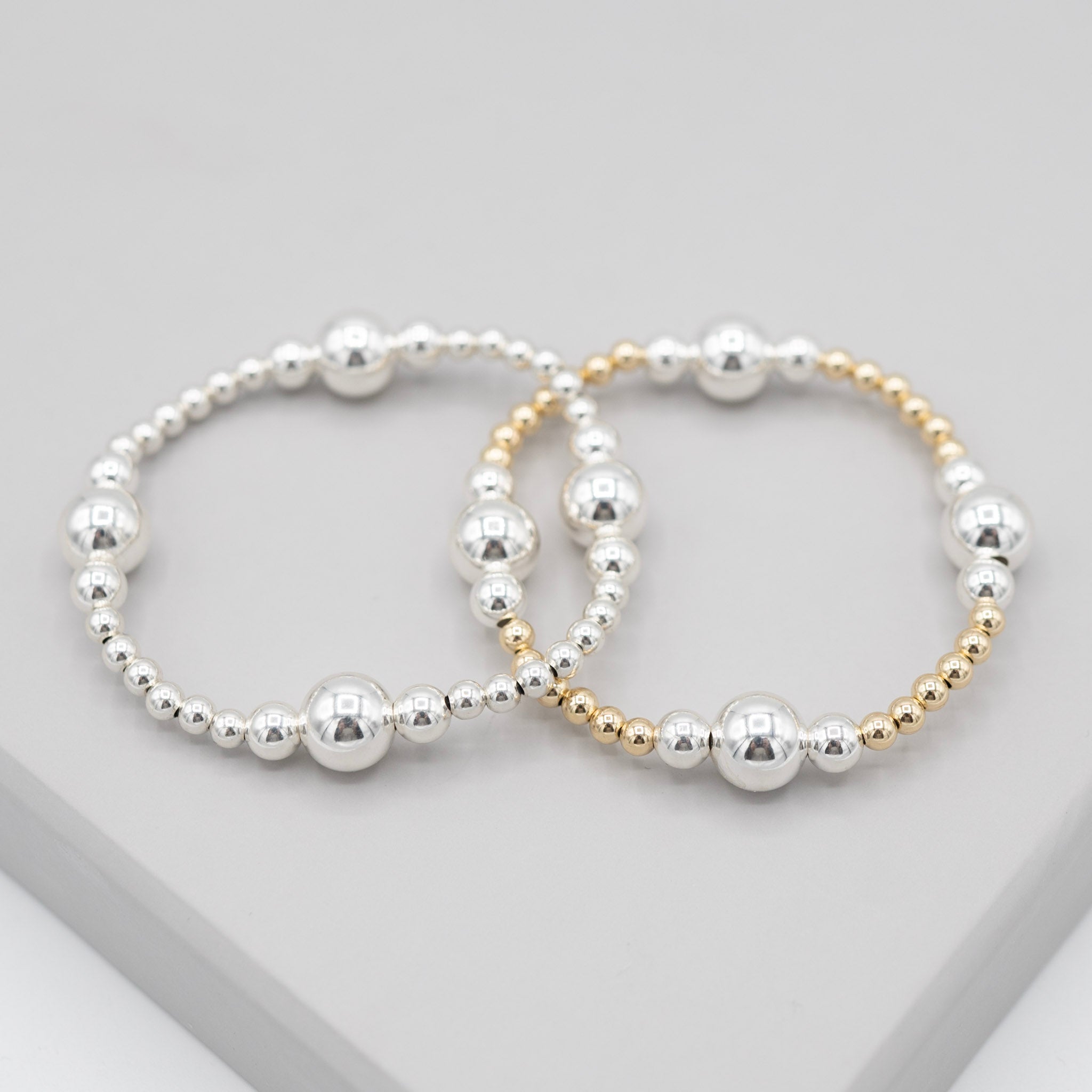 4mm & 10mm Beaded Lux Station Bracelet