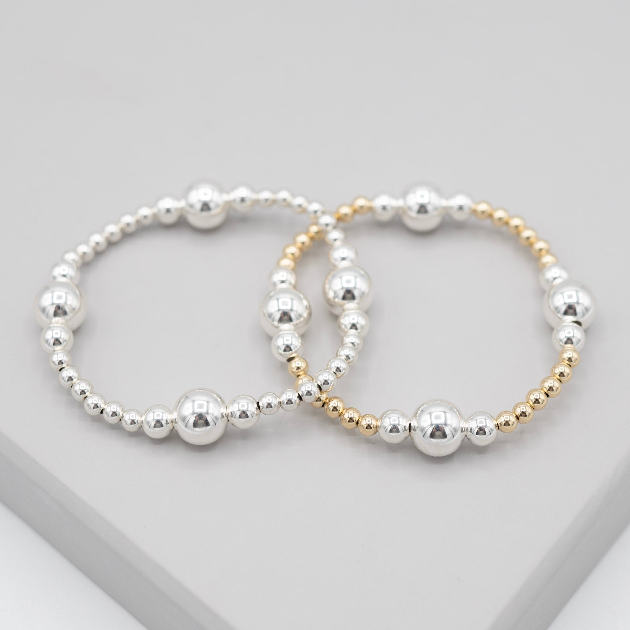 4mm & 10mm Beaded Lux Station Bracelet - Jewel Ya