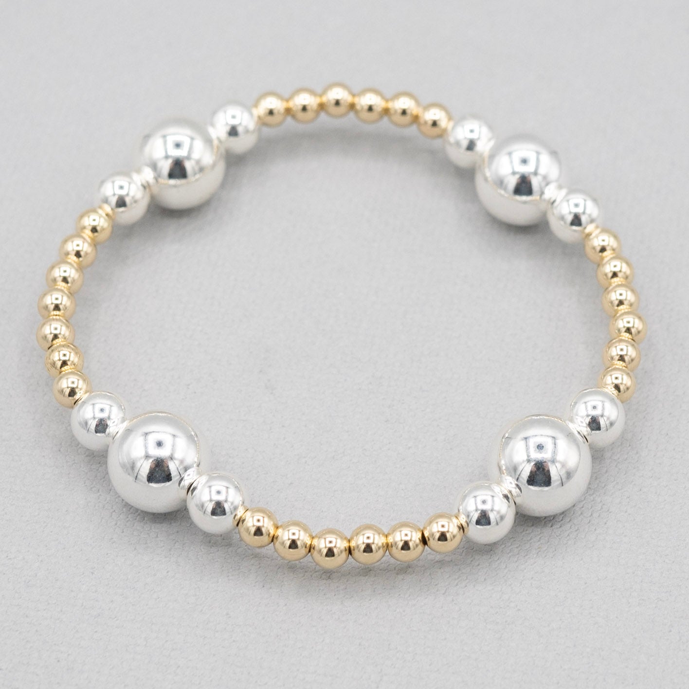 4mm & 10mm Beaded Lux Station Bracelet - Jewel Ya