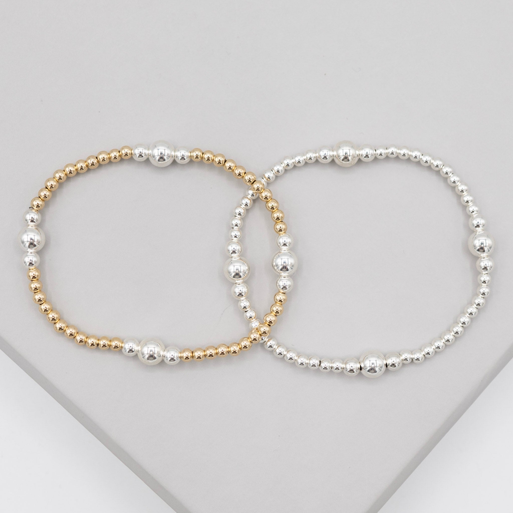 3mm & 4mm Beaded Lux Station Bracelet