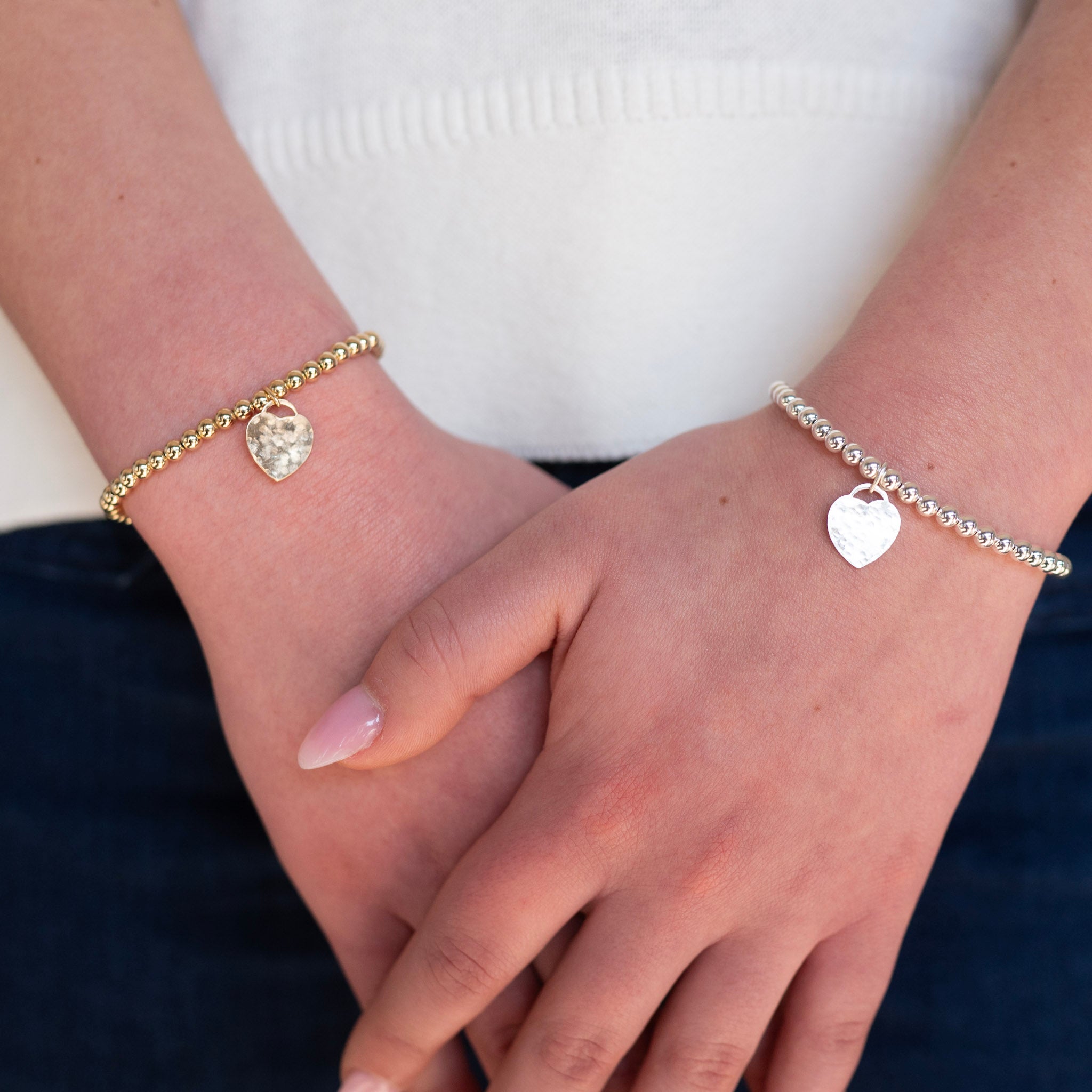 4mm Beaded Lux Heart Bracelet - Jewel Ya