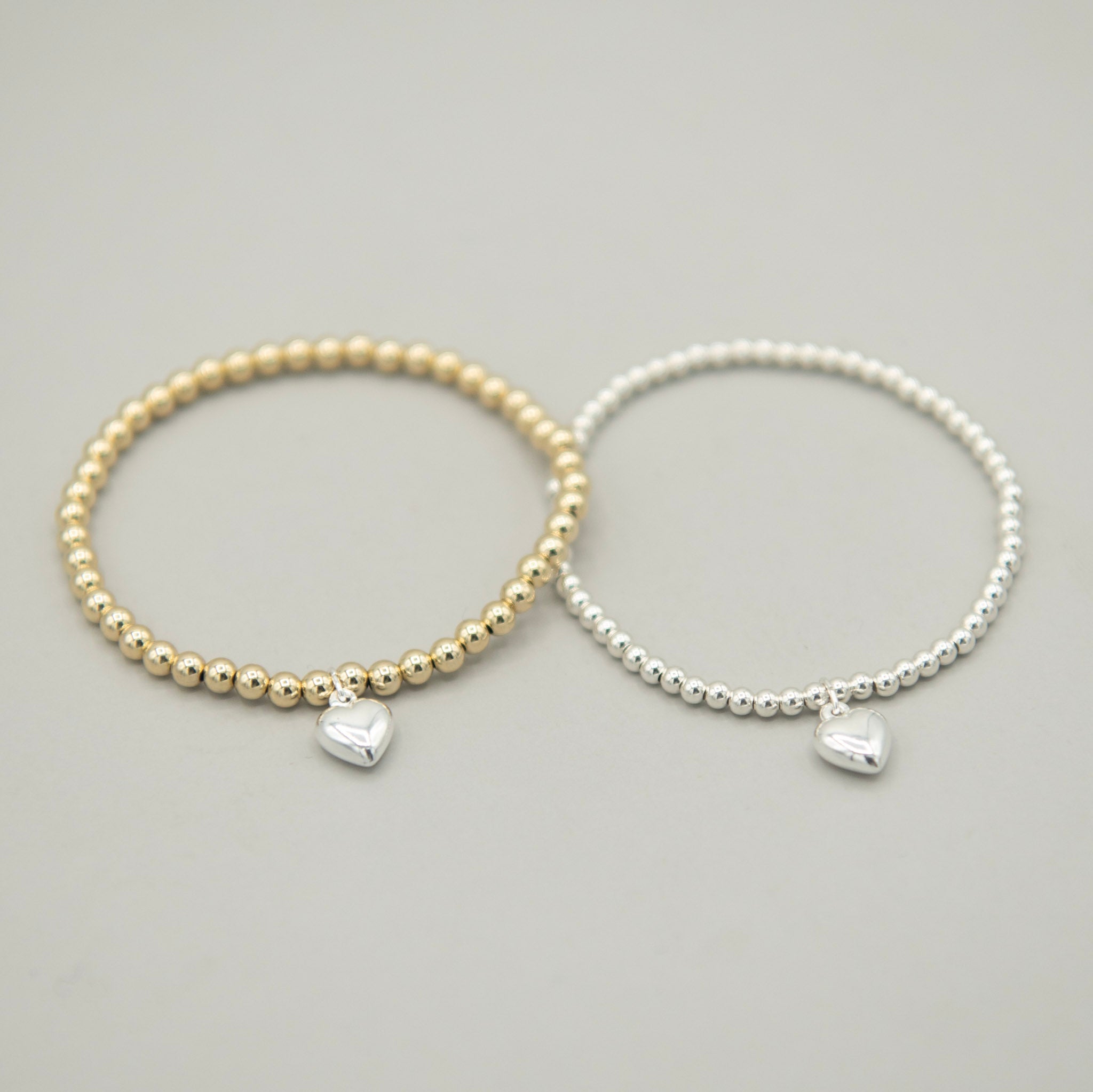 Beaded Lux Petite Puffy Heart Charm Bracelet