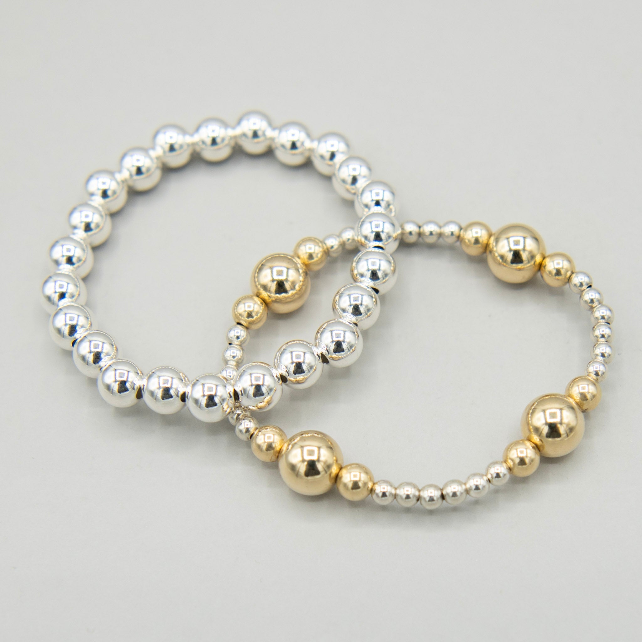 10mm Sterling Silver & 4mm/10mm Station Bracelet - Jewel Ya